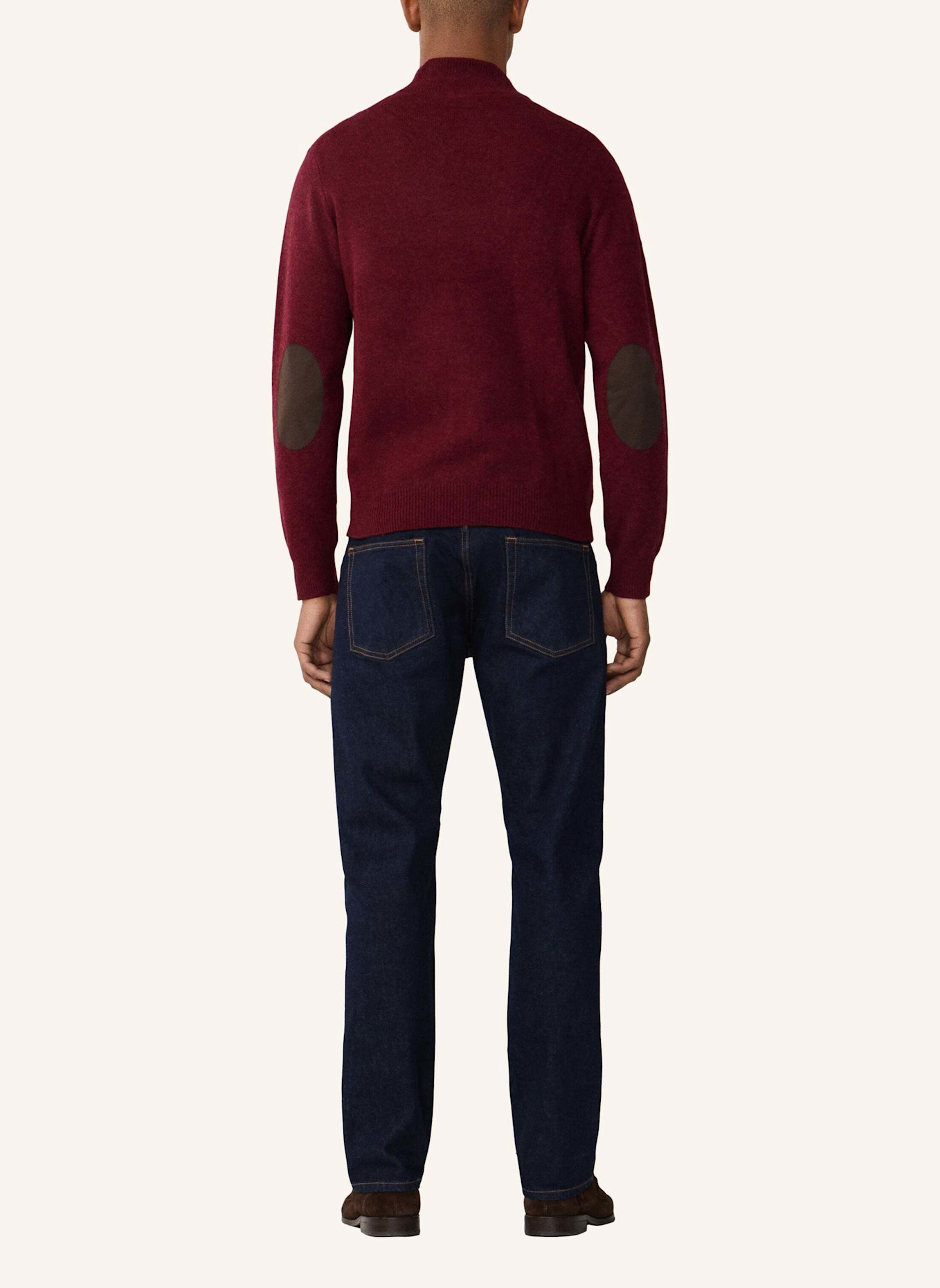 HACKETT LONDON Pullover LAMBSWOOL HZIP: DUNKELROT