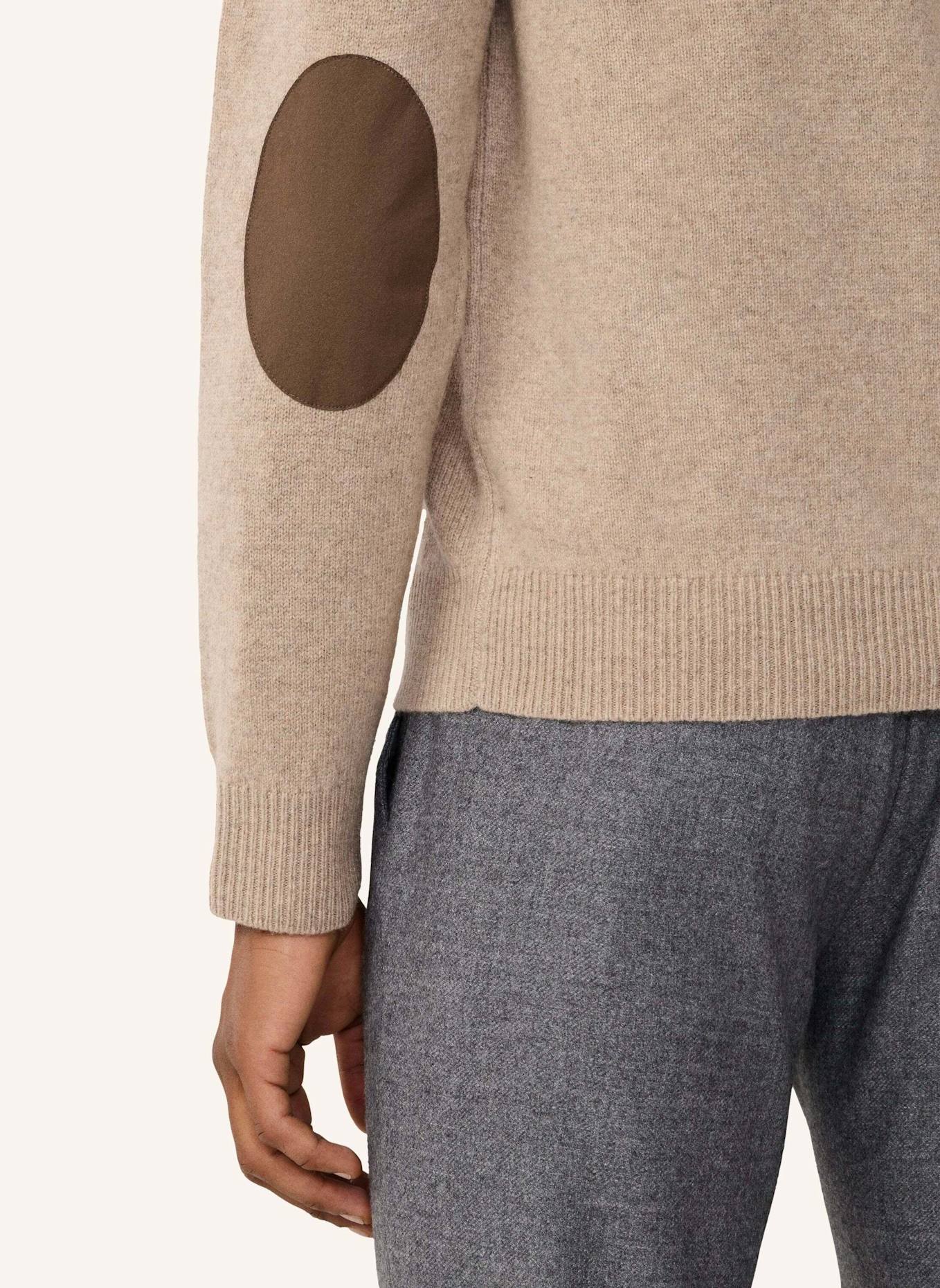 HACKETT LONDON Pullover LAMBSWOOL HZIP: BEIGE