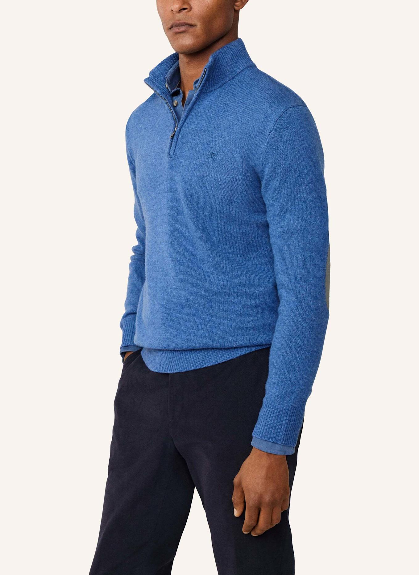 HACKETT LONDON Pullover LAMBSWOOL HZIP: DUNKELBLAU