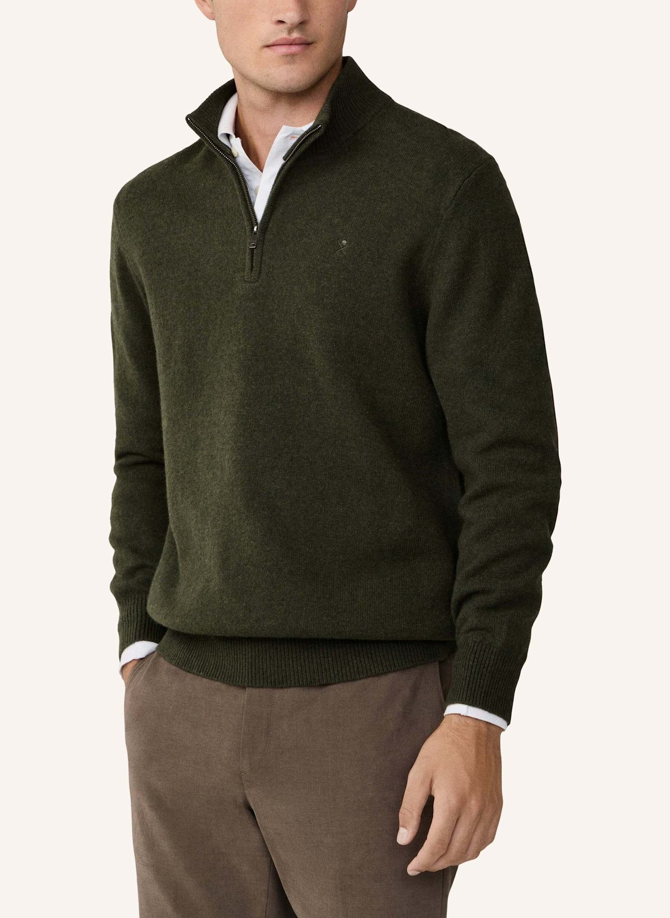 HACKETT LONDON Pullover LAMBSWOOL HZIP: GRÜN