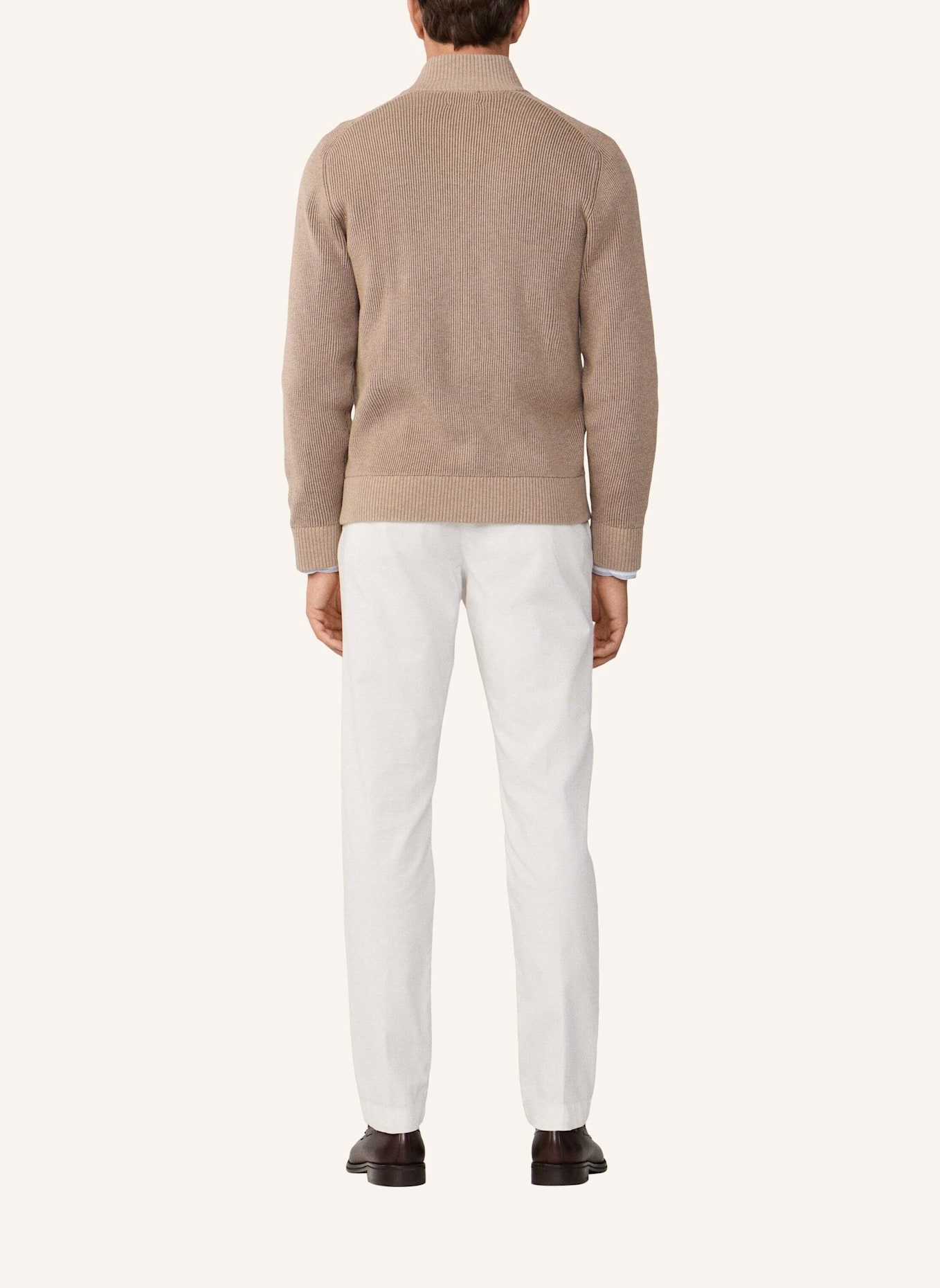 HACKETT LONDON Strickjacken Cardigan BI COL RIB FZIP: BEIGE