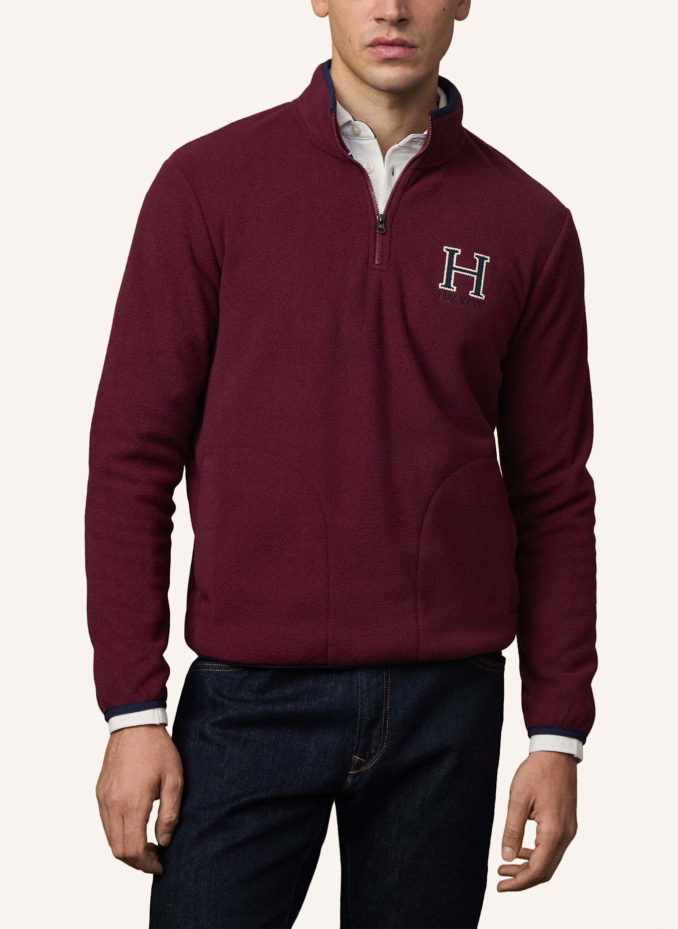 HACKETT LONDON Sweatshirt HERITAGE H FLC HZ: DUNKELROT