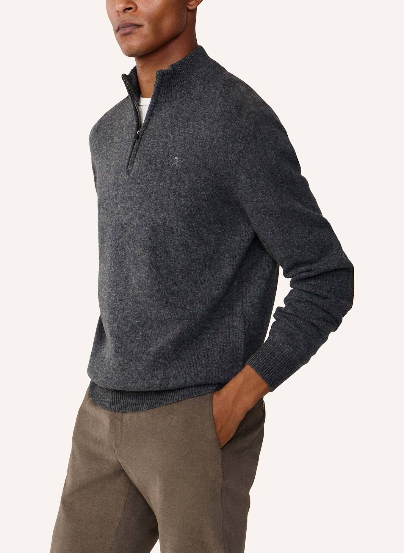 HACKETT LONDON Pullover LAMBSWOOL HZIP: DUNKELGRAU