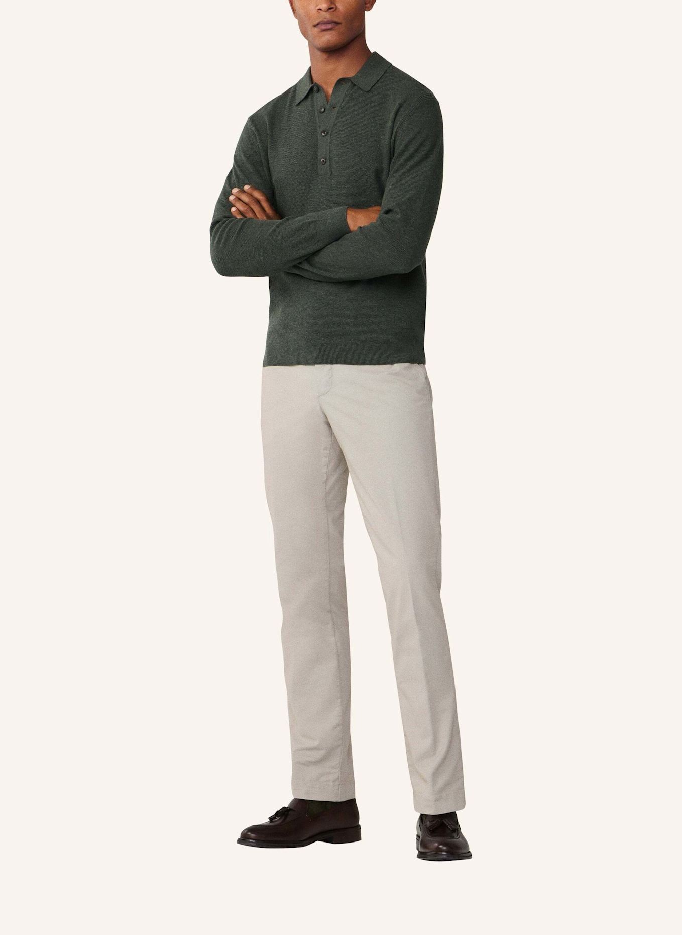 HACKETT LONDON Poloshirt TEXTURED LS KNIT POLO: GRÜN