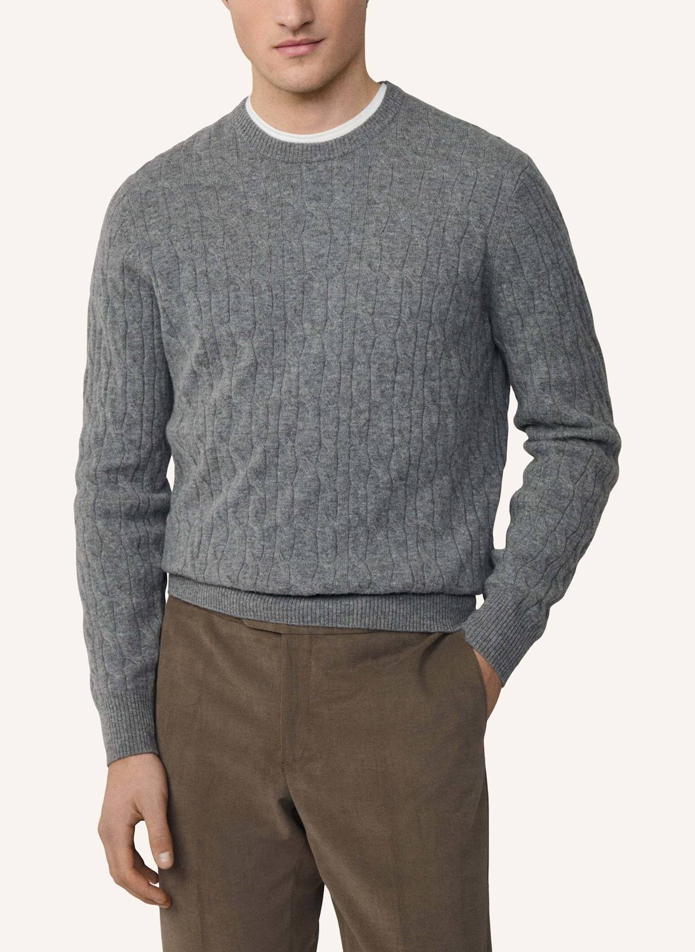 HACKETT LONDON Pullover LW CABLE CREW: GRAU