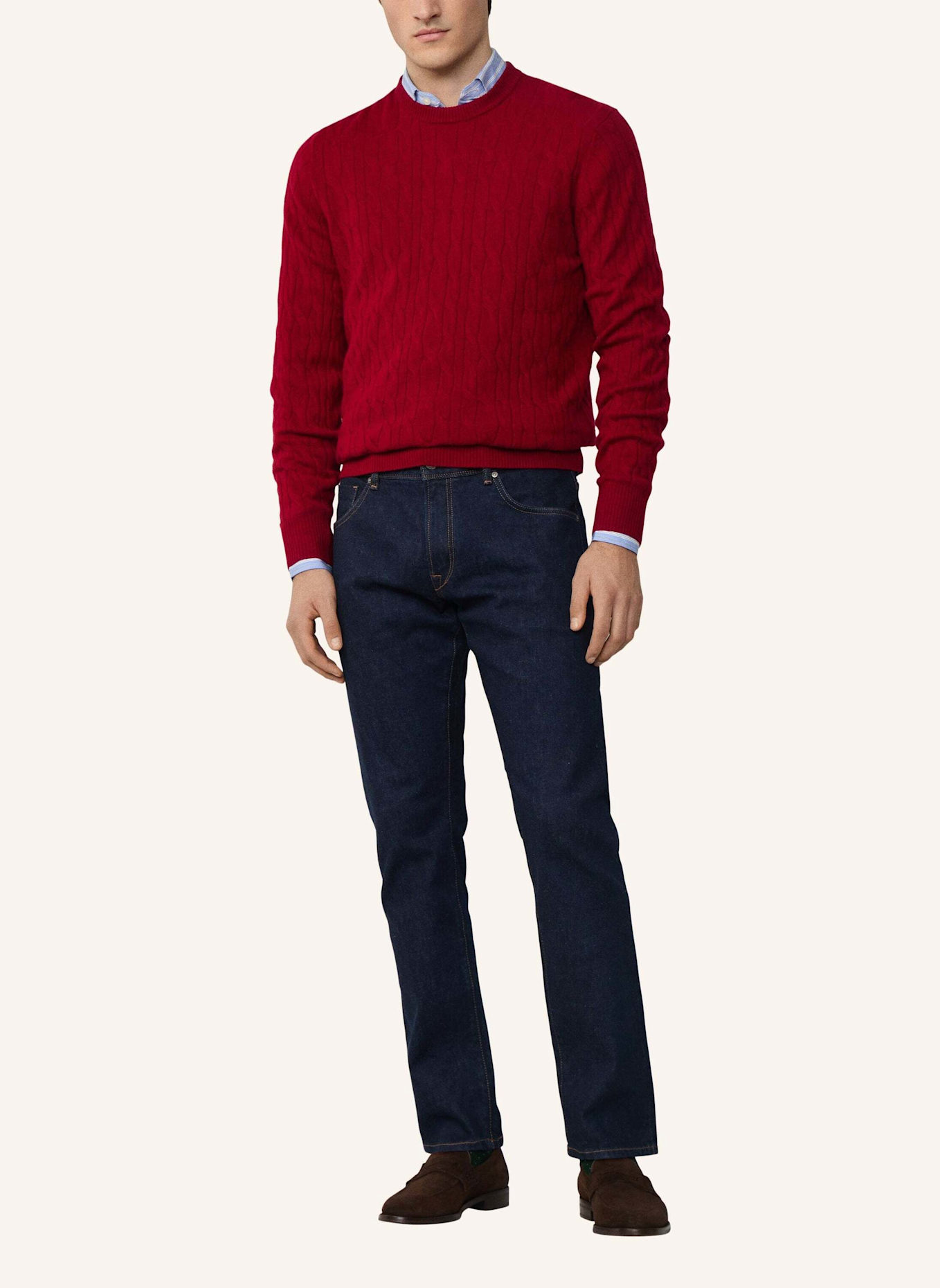 HACKETT LONDON Pullover LW CABLE CREW: ROT