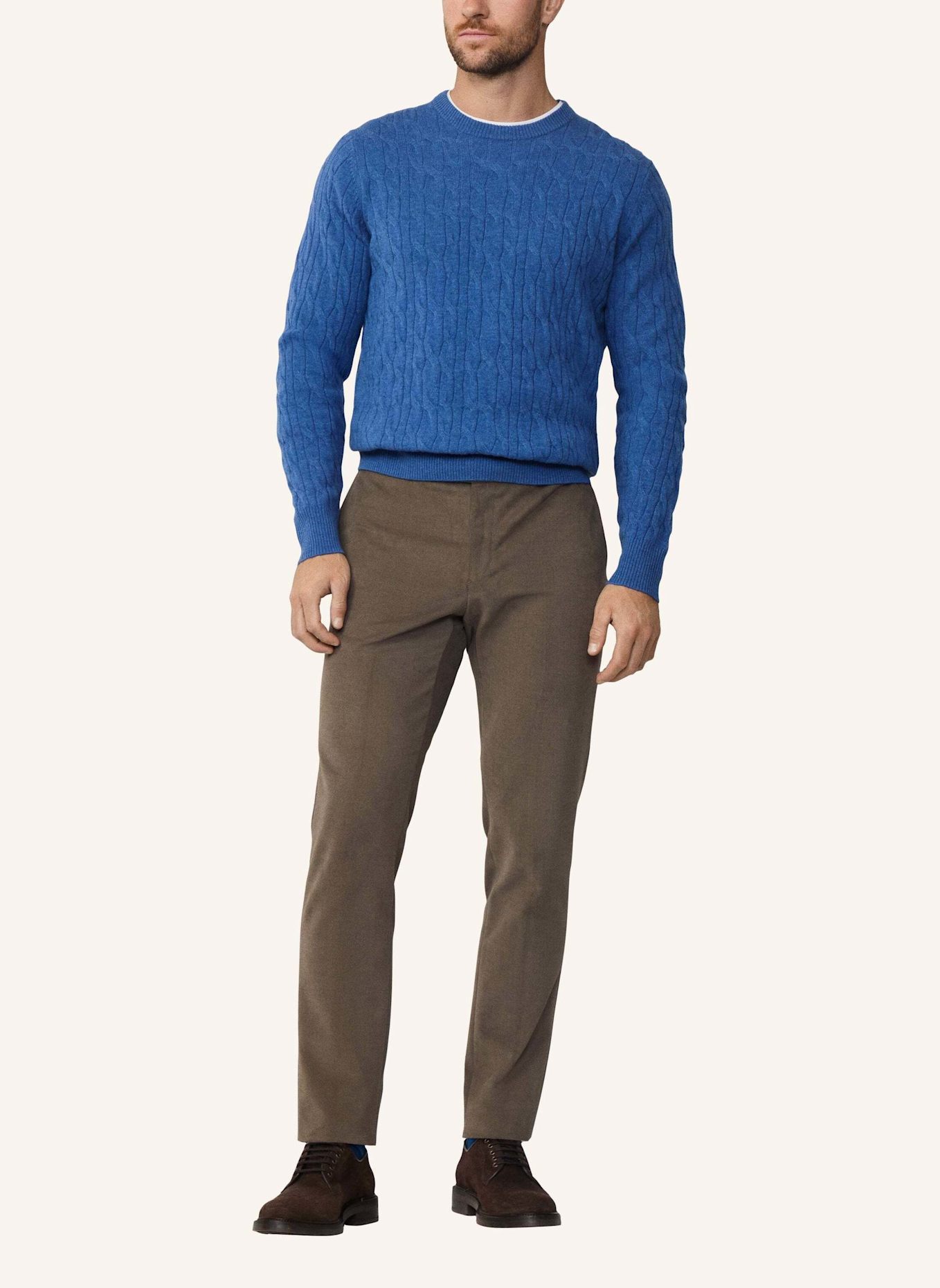 HACKETT LONDON Pullover LW CABLE CREW: DUNKELBLAU