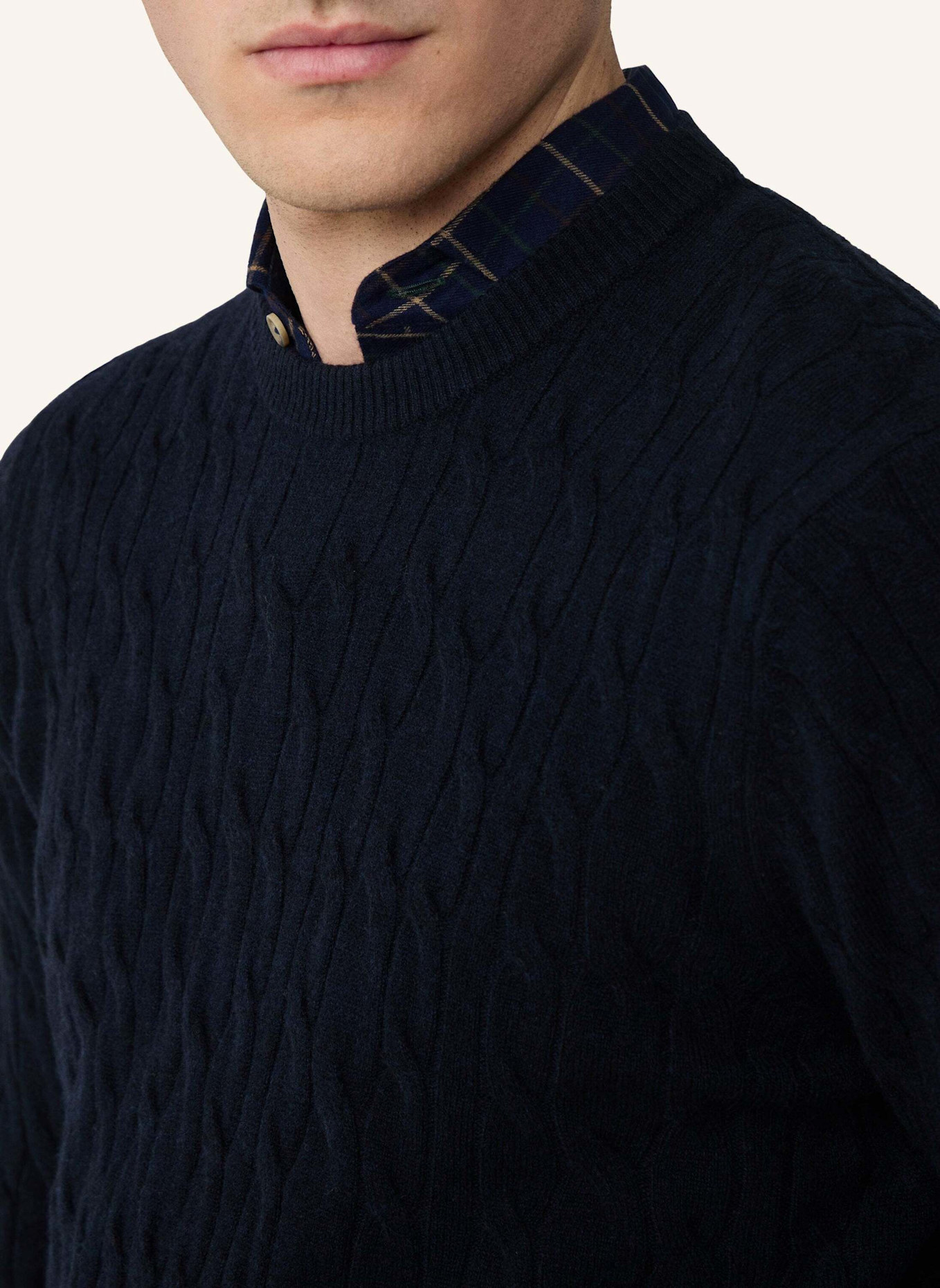 HACKETT LONDON Pullover LW CABLE CREW: BLAU