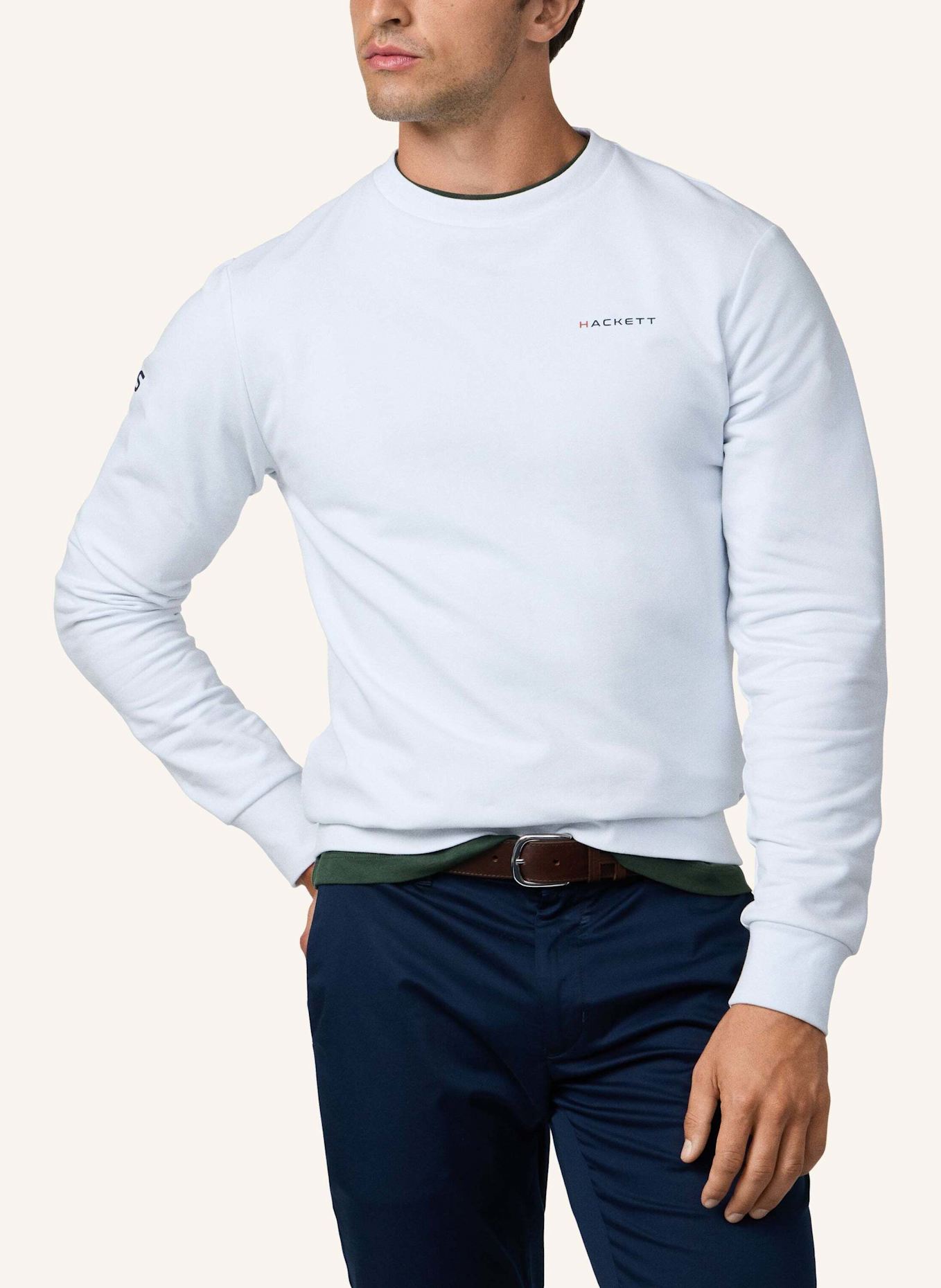 HACKETT LONDON Sweatshirt HS ESSENTIAL CREW: WEISS