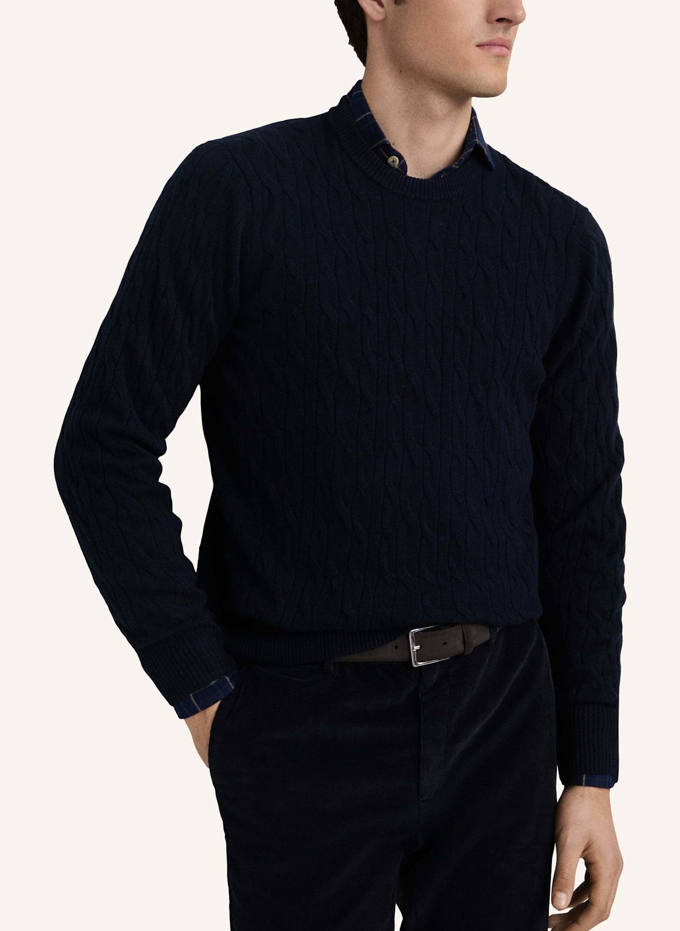 HACKETT LONDON Pullover LW CABLE CREW: BLAU