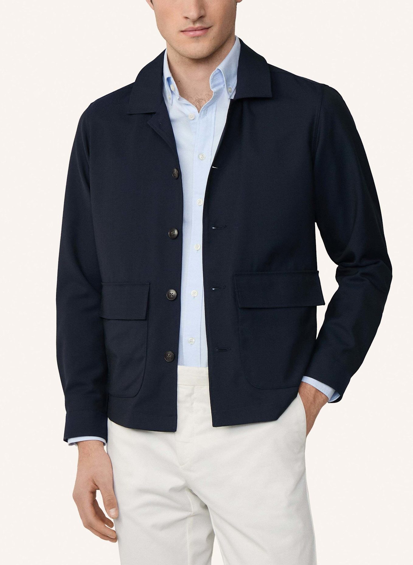 HACKETT LONDON Fieldjacket WOOL OVERSHIRT: DUNKELBLAU