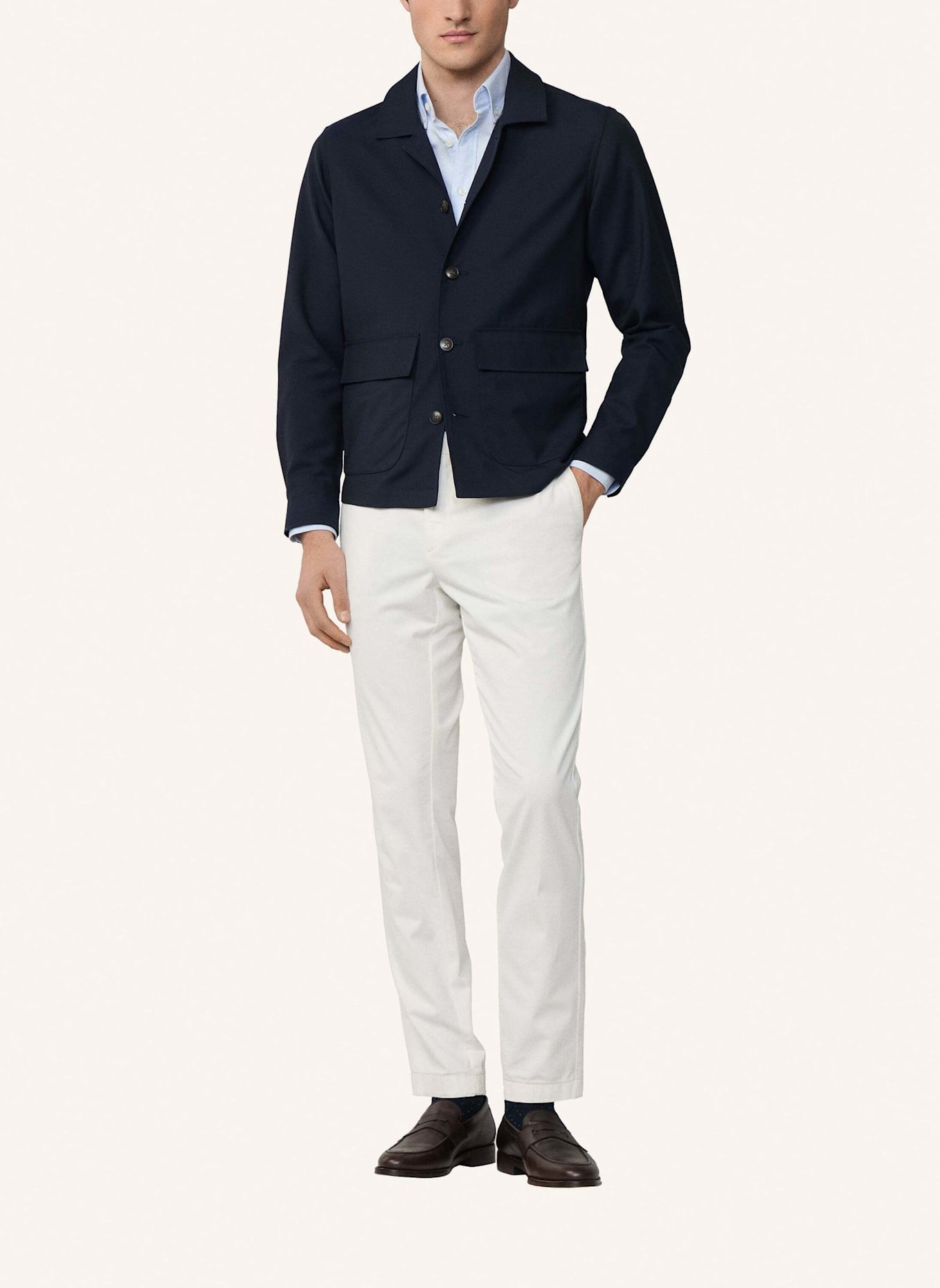 HACKETT LONDON Fieldjacket WOOL OVERSHIRT: DUNKELBLAU