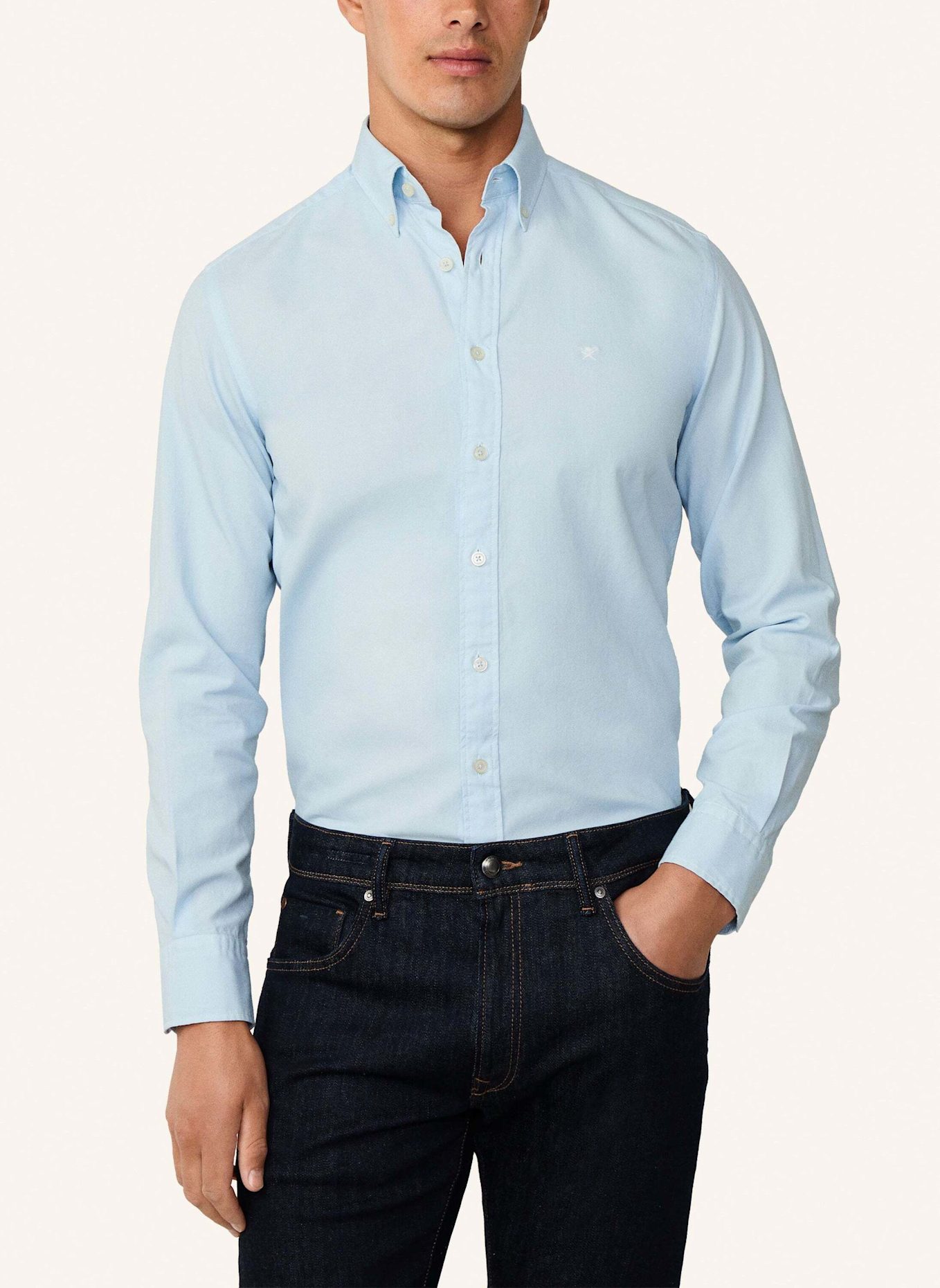 HACKETT LONDON Freizeithemd ESS GMT DYED OXFORD: HELLBLAU