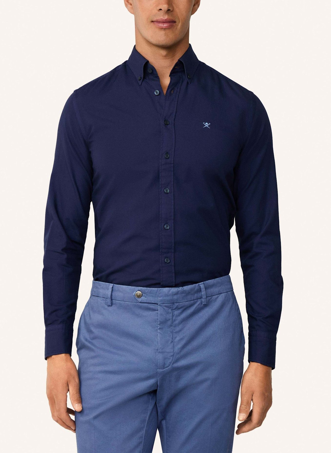 HACKETT LONDON Freizeithemd ESS GMT DYED OXFORD: DUNKELBLAU