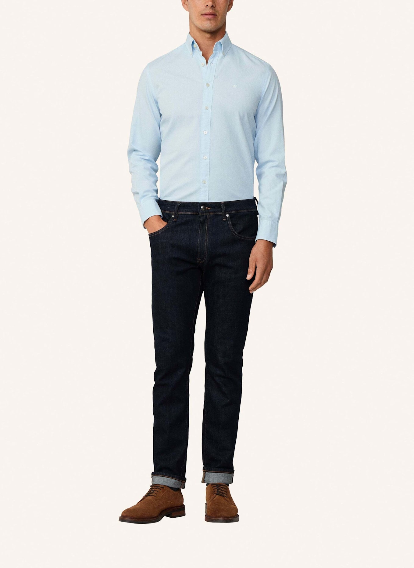 HACKETT LONDON Freizeithemd ESS GMT DYED OXFORD: HELLBLAU
