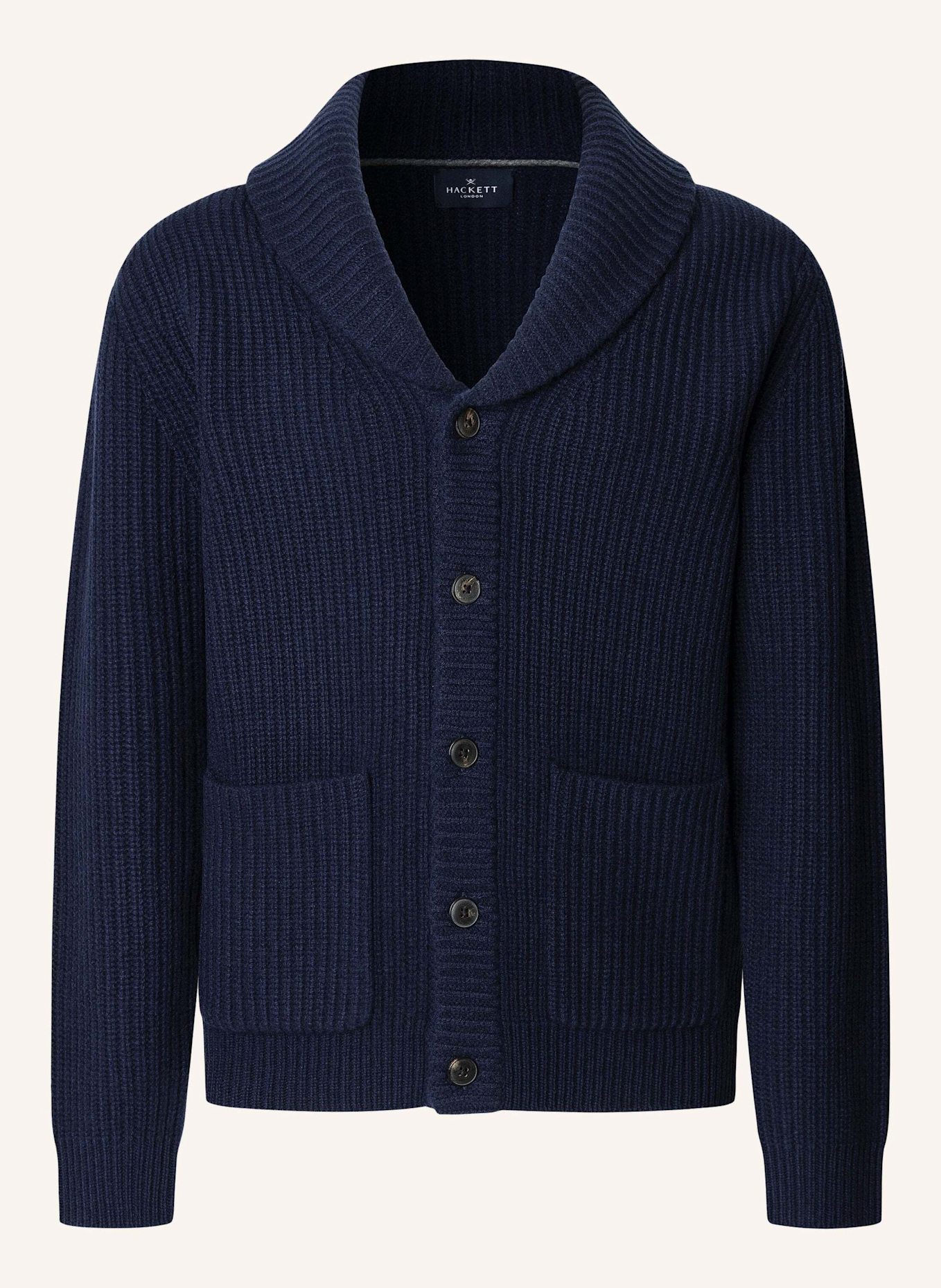 HACKETT LONDON Strickjacken Cardigan RIB SHAWL CARDI: BLAU