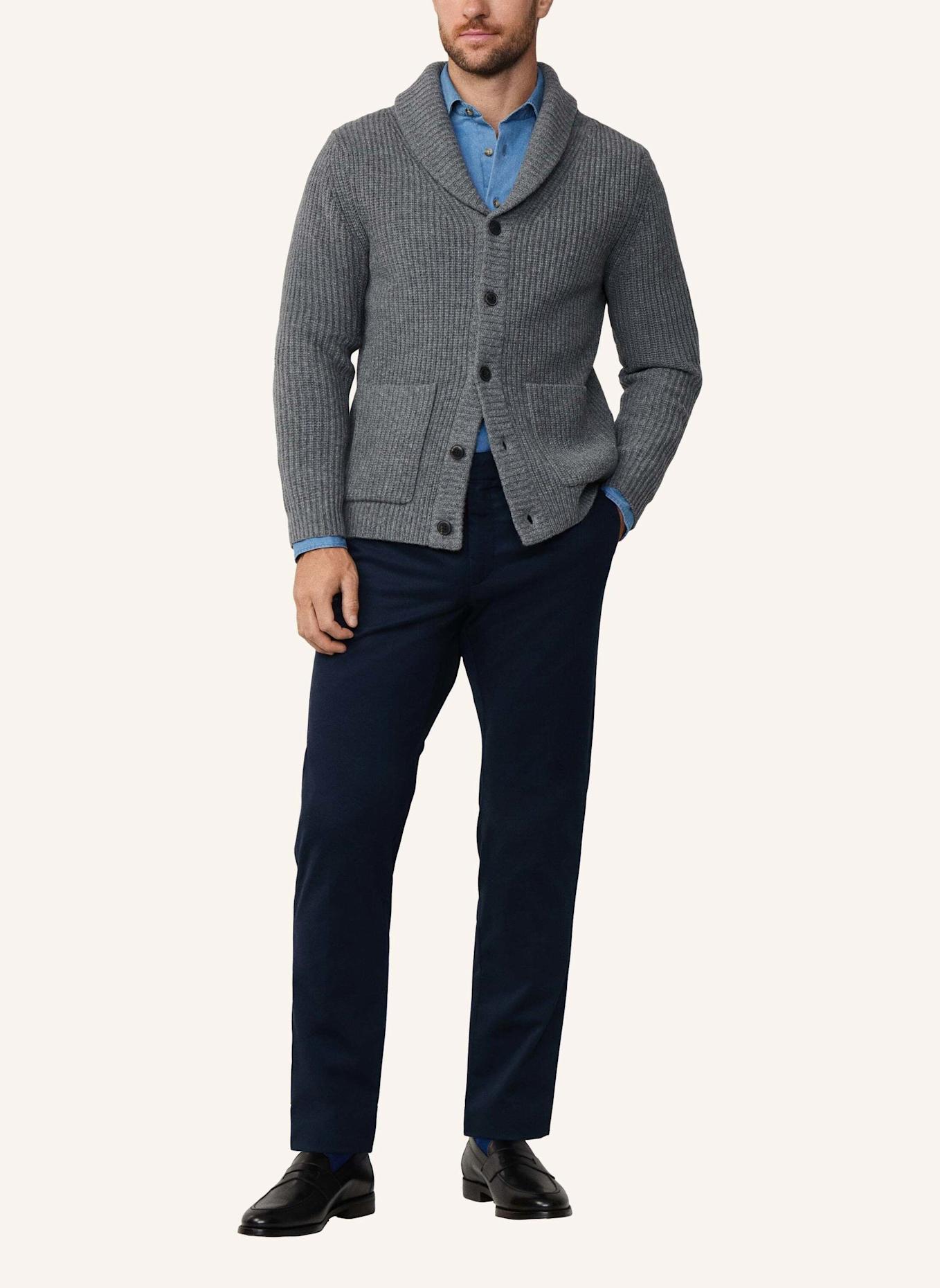 HACKETT LONDON Strickjacken Cardigan RIB SHAWL CARDI: GRAU