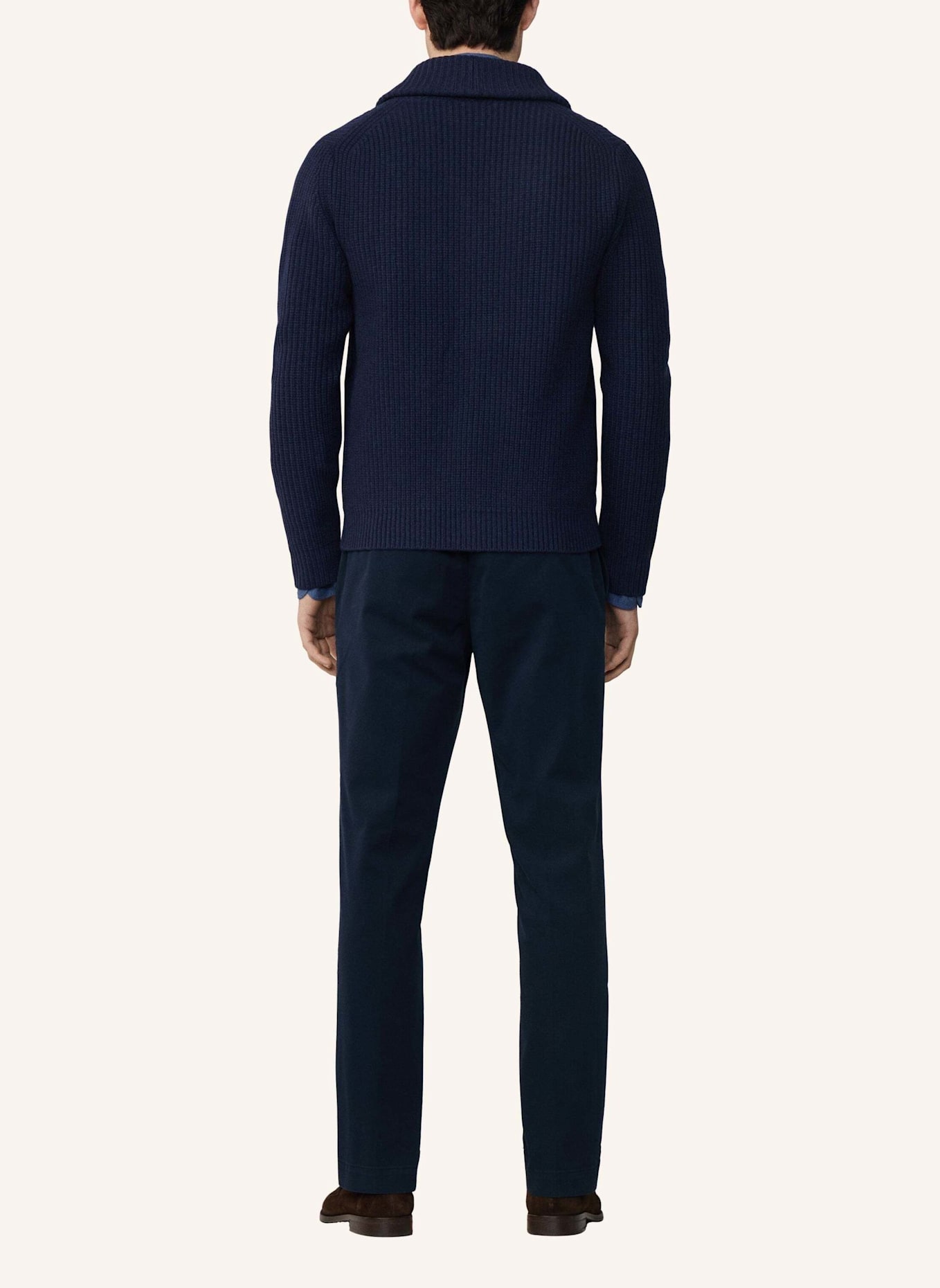 HACKETT LONDON Strickjacken Cardigan RIB SHAWL CARDI: BLAU