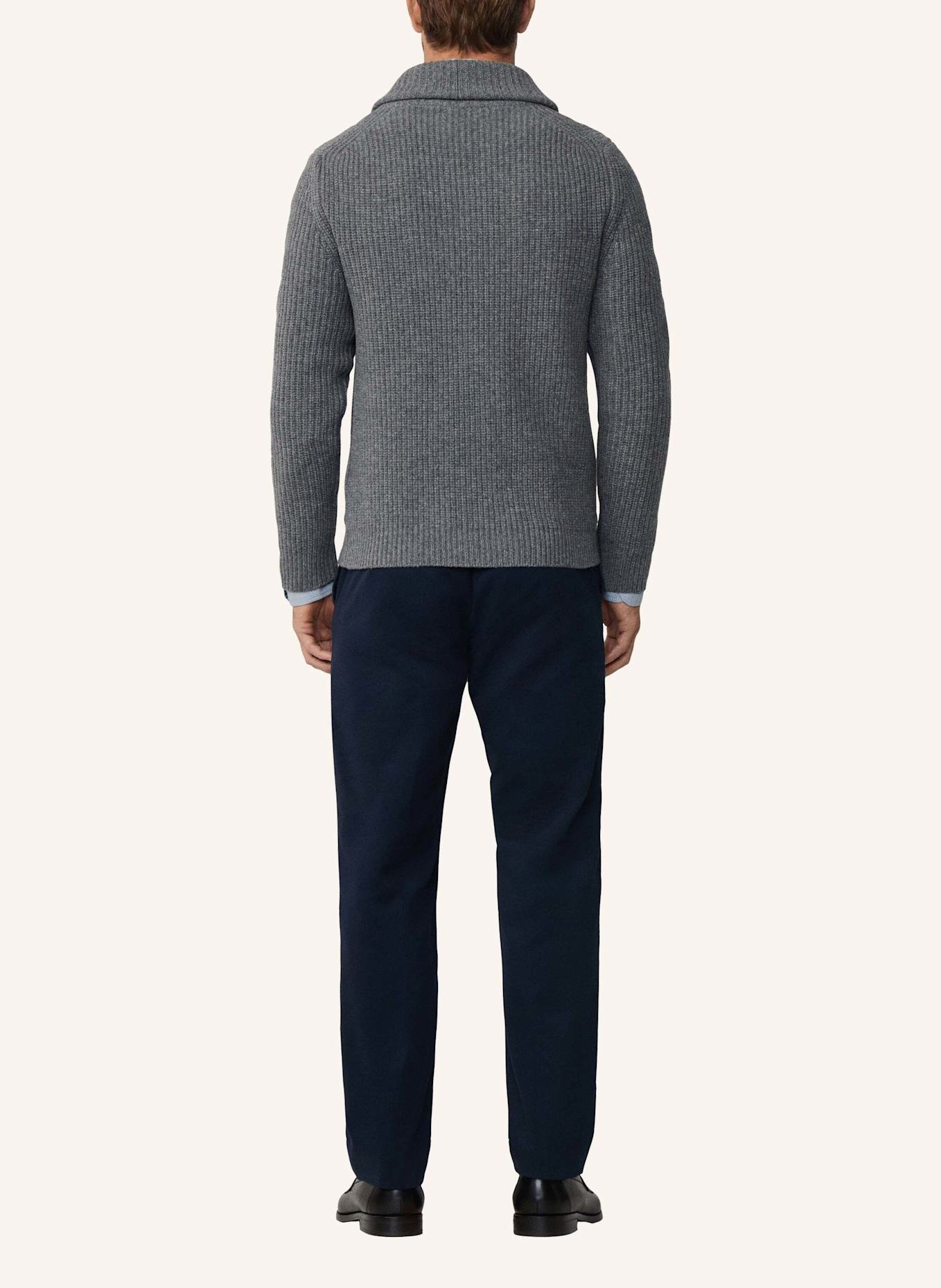 HACKETT LONDON Strickjacken Cardigan RIB SHAWL CARDI: GRAU