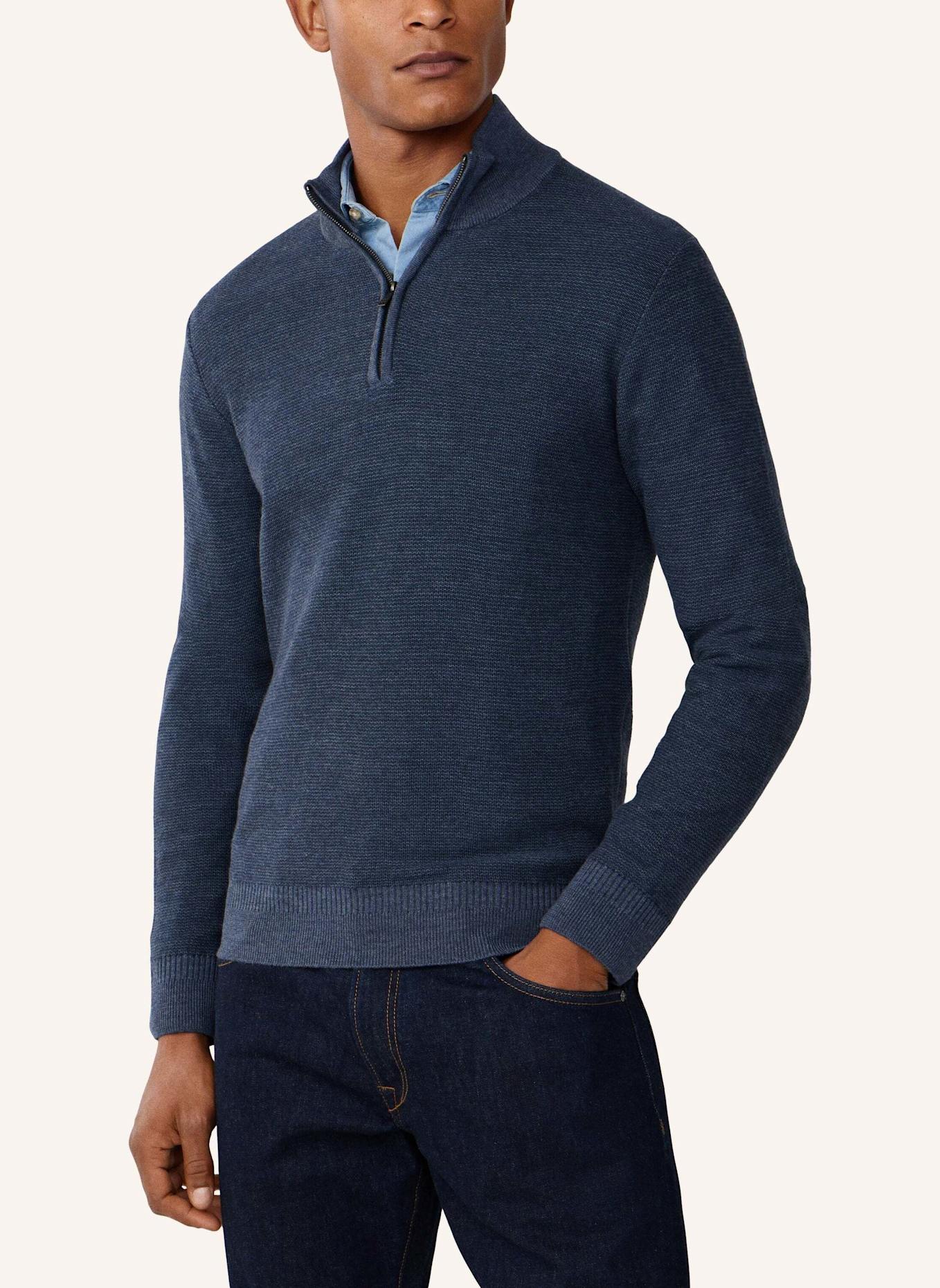 HACKETT LONDON Pullover HONEYCOMB STITCH HZIP: DUNKELBLAU