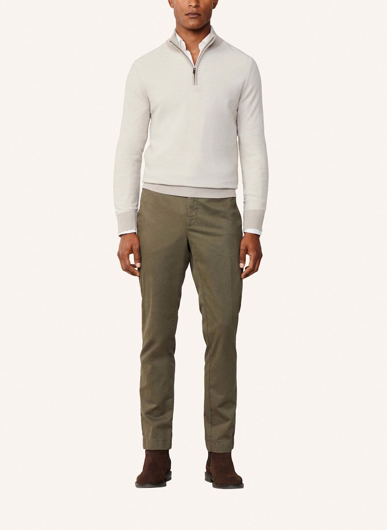 HACKETT LONDON Pullover HONEYCOMB STITCH HZIP: CREME