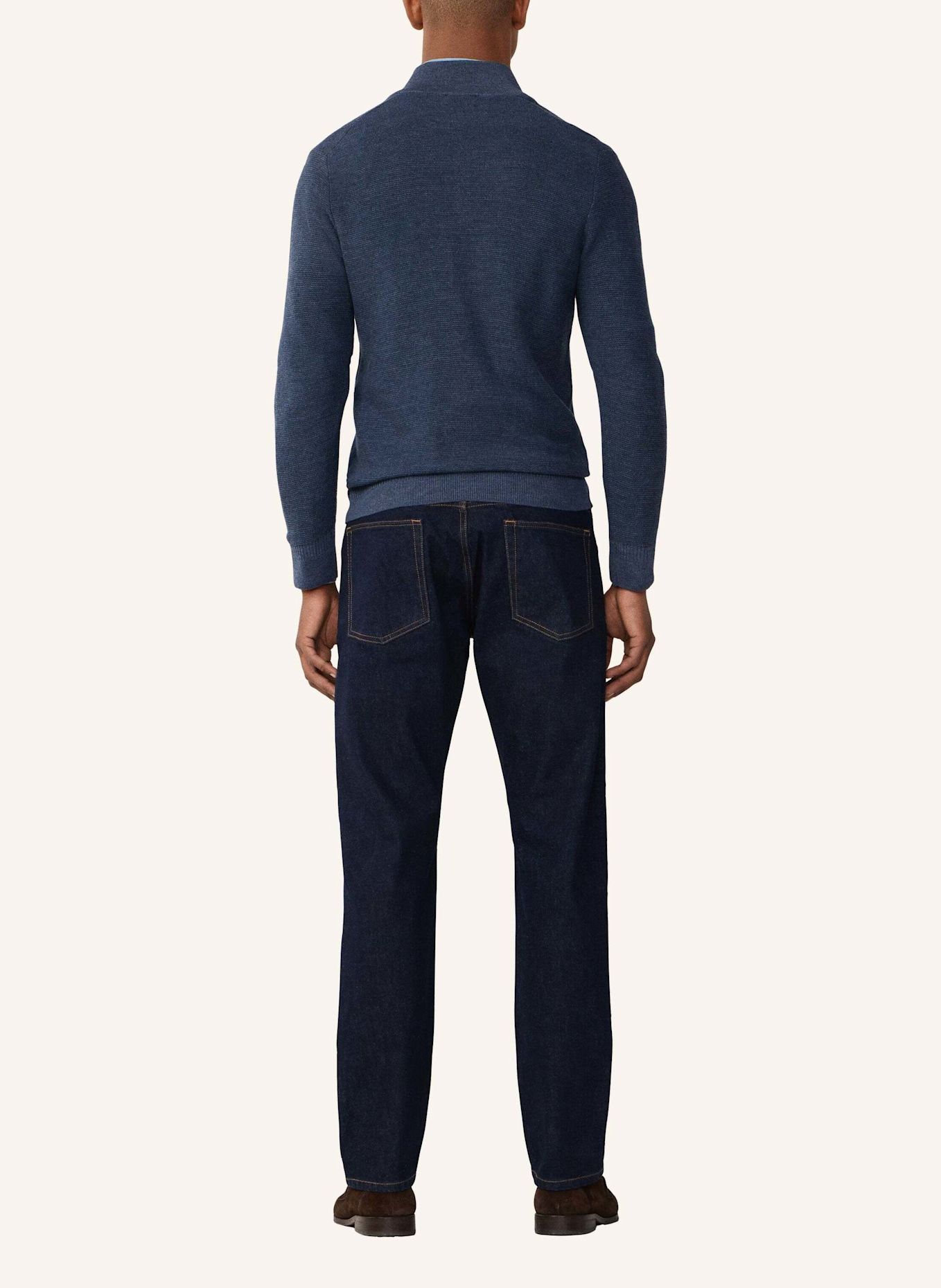 HACKETT LONDON Pullover HONEYCOMB STITCH HZIP: DUNKELBLAU