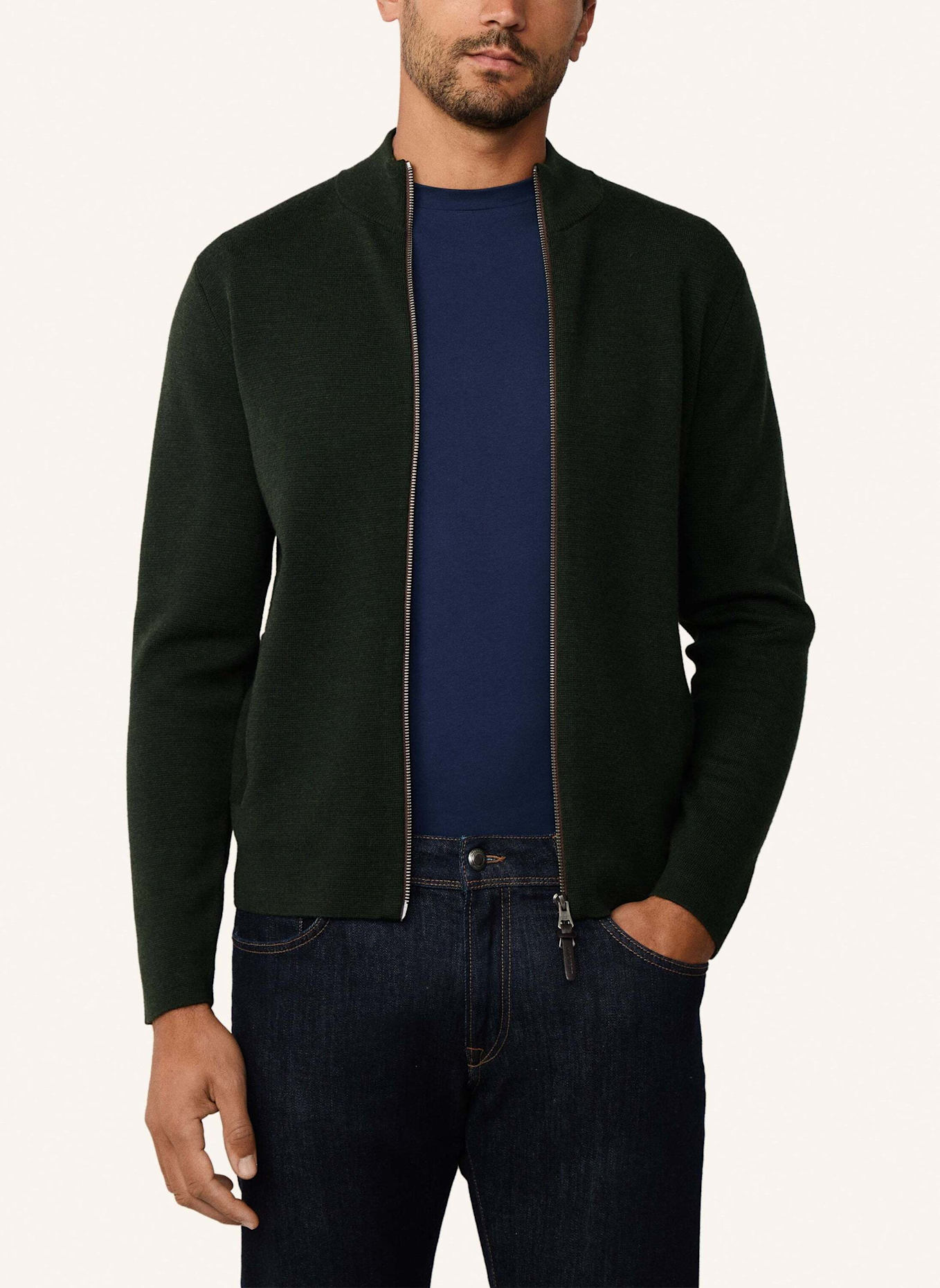 HACKETT LONDON Strickjacken Cardigan MILANO FZIP: GRÜN