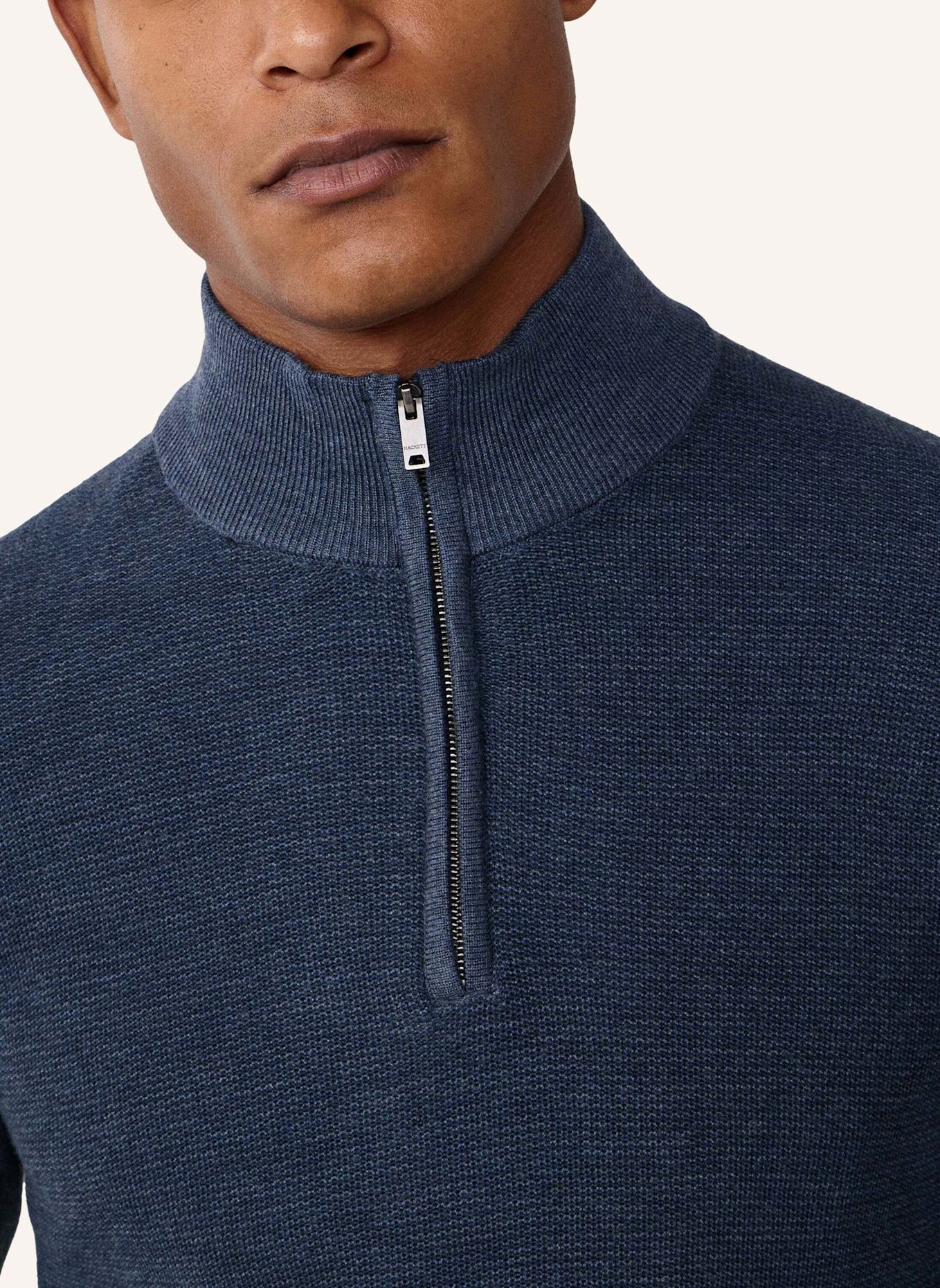 HACKETT LONDON Pullover HONEYCOMB STITCH HZIP: DUNKELBLAU