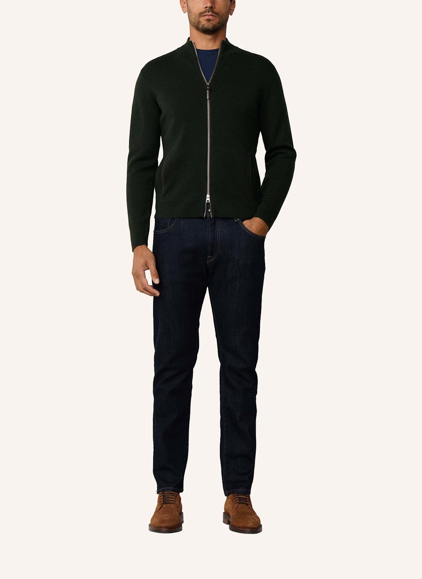 HACKETT LONDON Strickjacken Cardigan MILANO FZIP: GRÜN