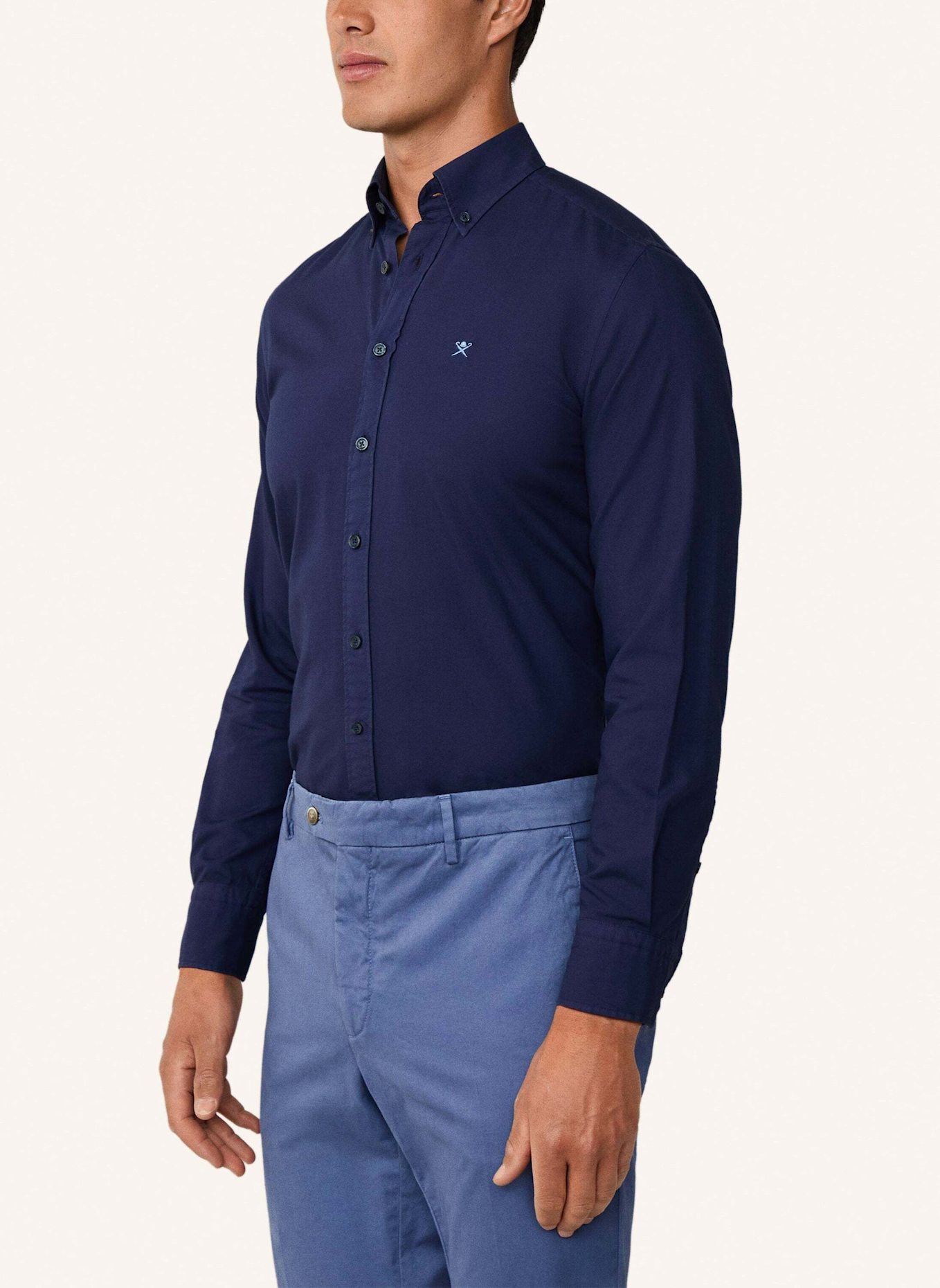 HACKETT LONDON Freizeithemd ESS GMT DYED OXFORD: DUNKELBLAU