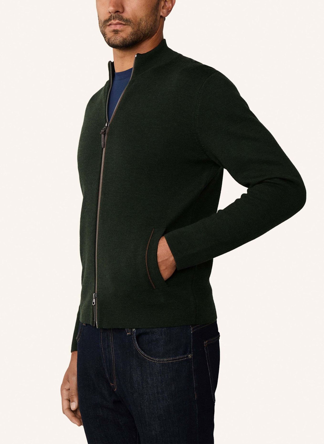 HACKETT LONDON Strickjacken Cardigan MILANO FZIP: GRÜN