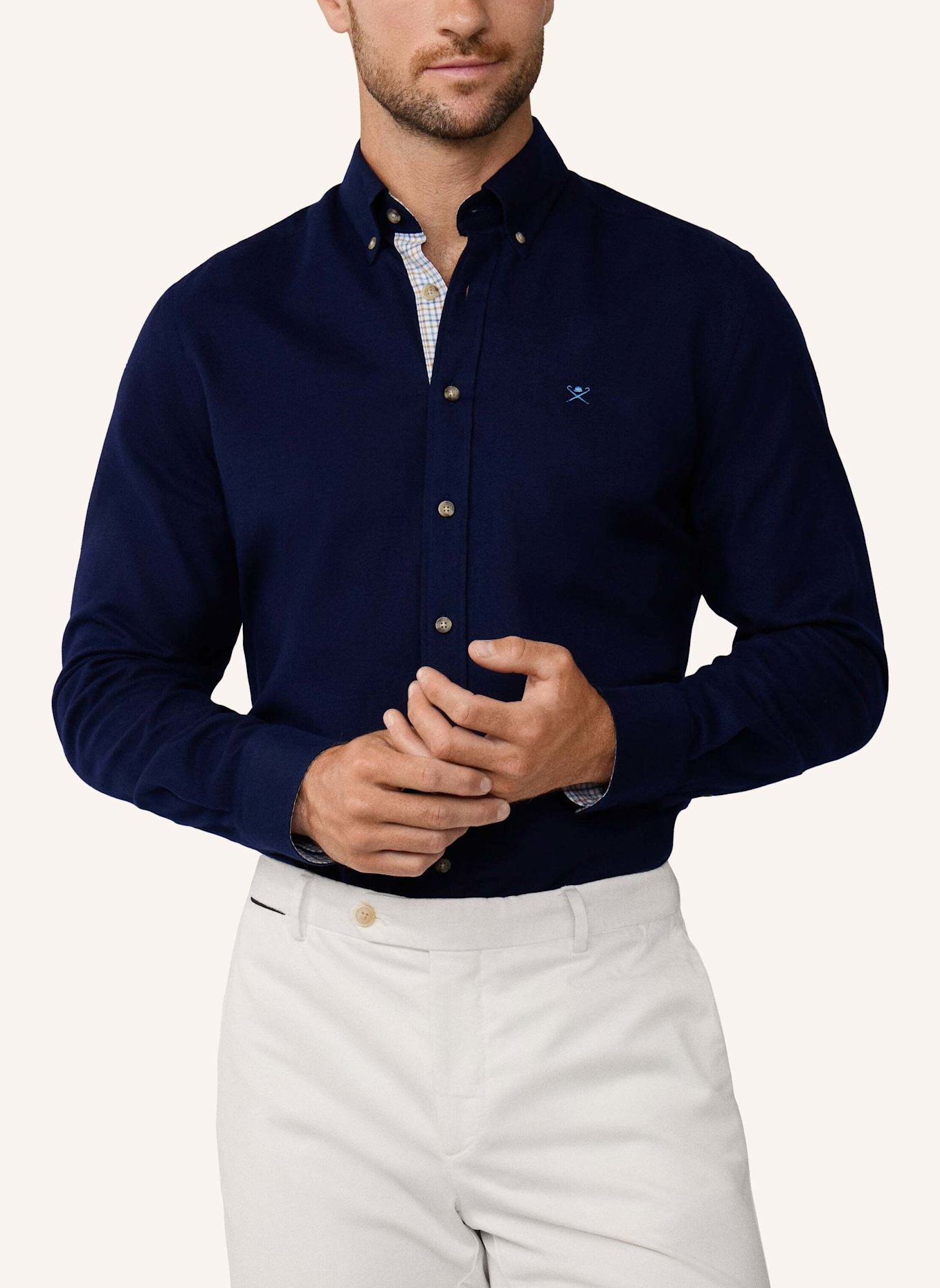 HACKETT LONDON Freizeithemd FLANNEL MULTI TRIM: DUNKELBLAU