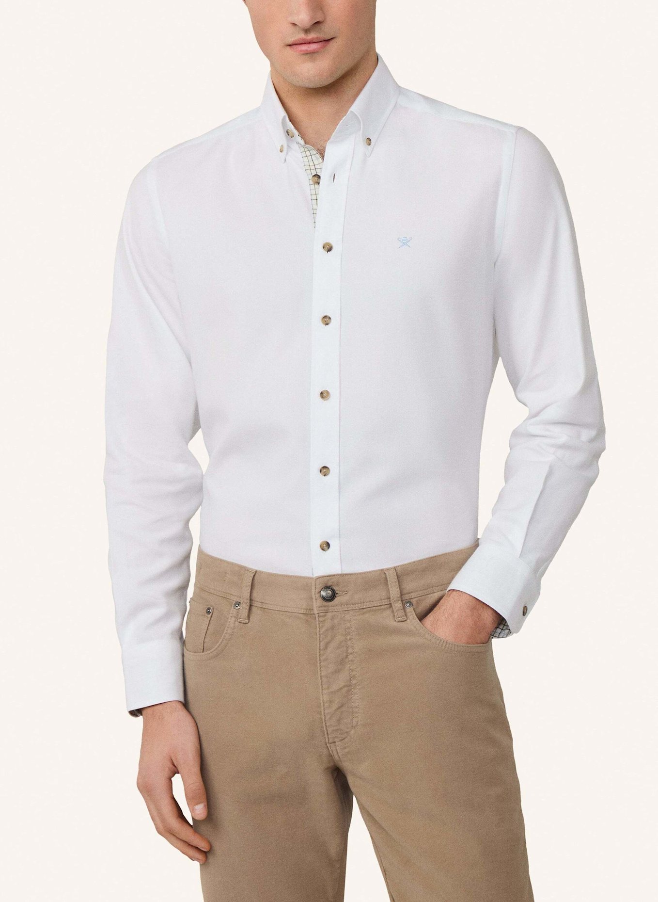 HACKETT LONDON Freizeithemd FLANNEL MULTI TRIM: WEISS