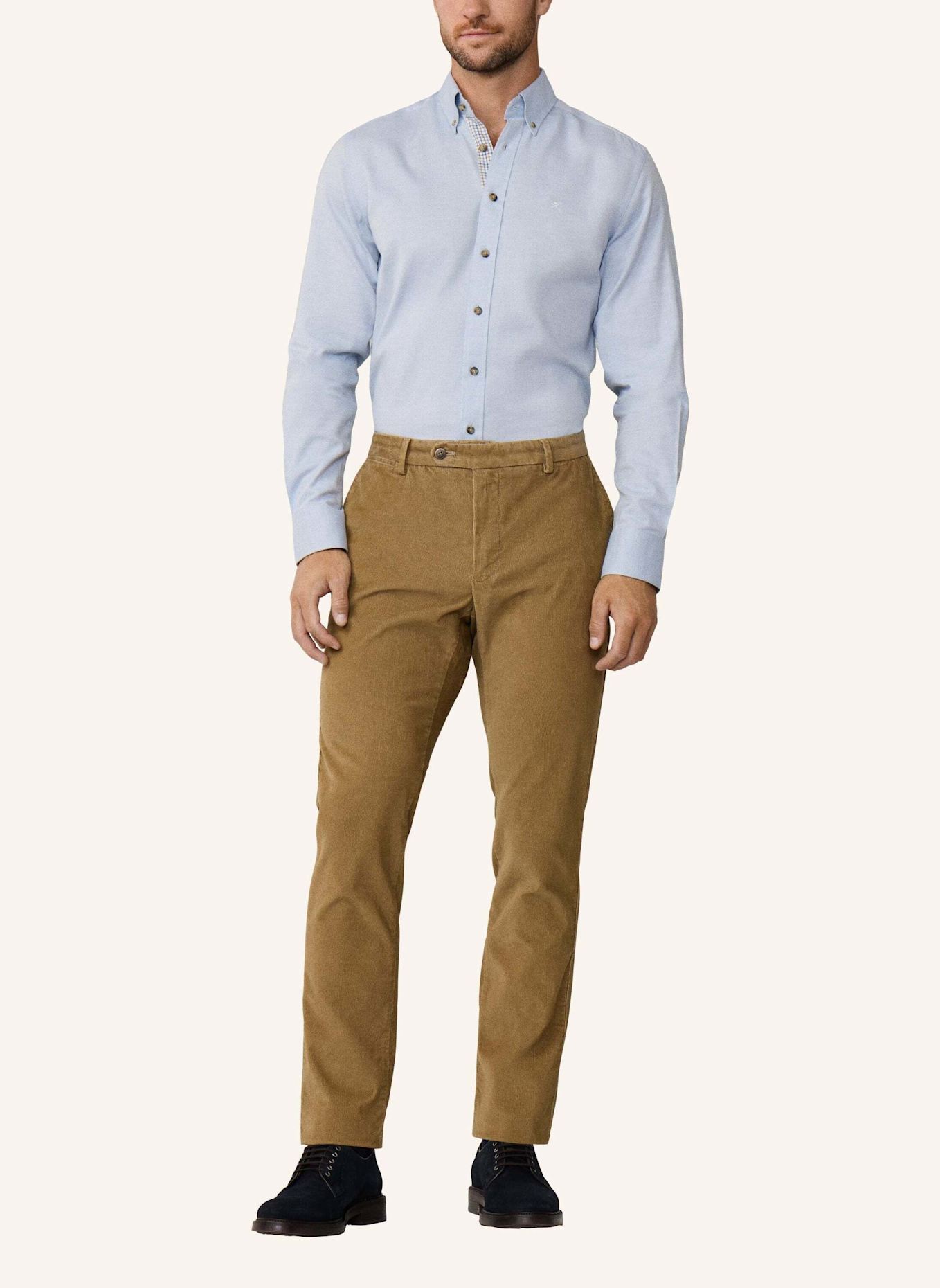 HACKETT LONDON Freizeithemd FLANNEL MULTI TRIM: HELLBLAU