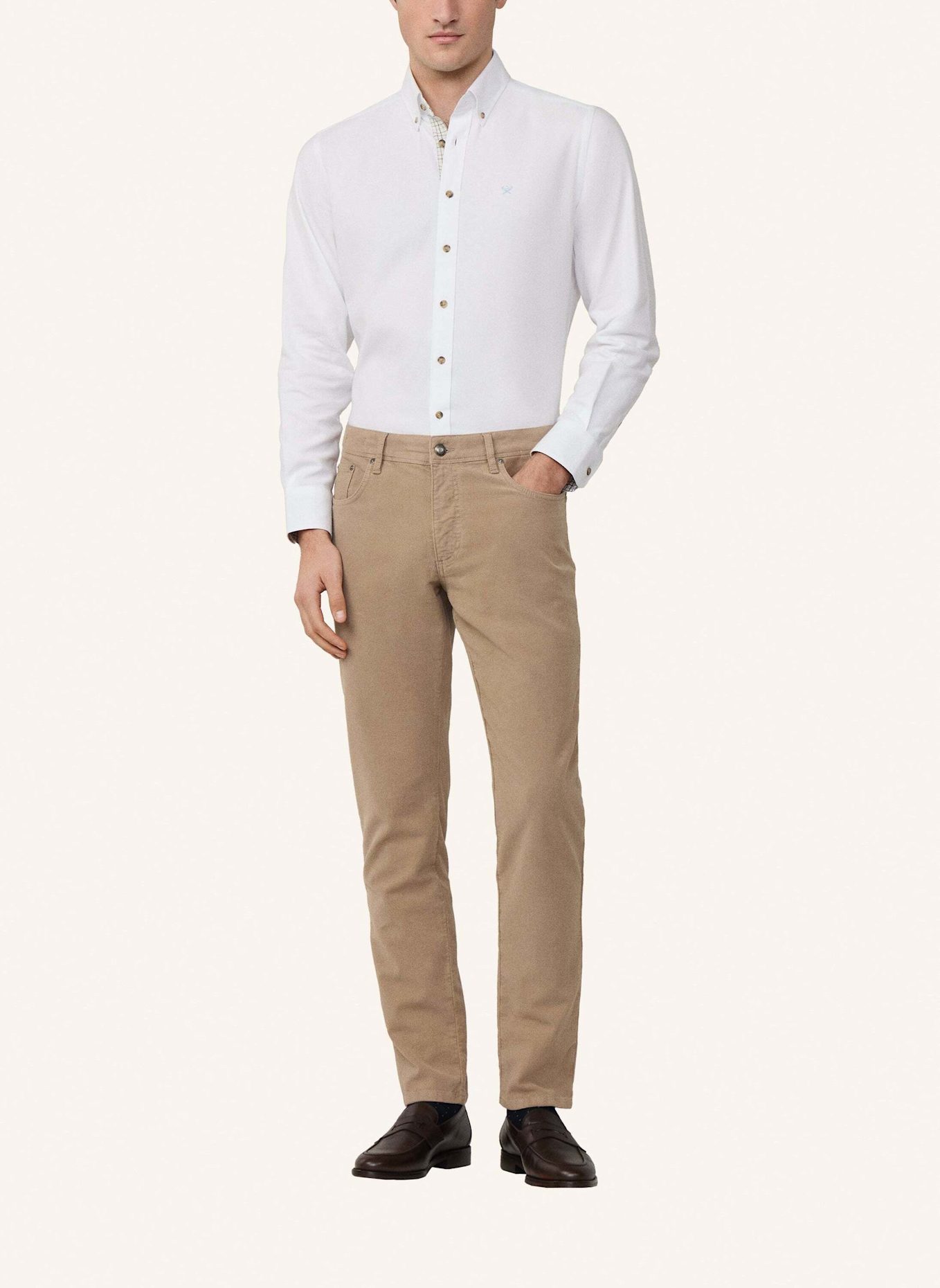 HACKETT LONDON Freizeithemd FLANNEL MULTI TRIM: WEISS