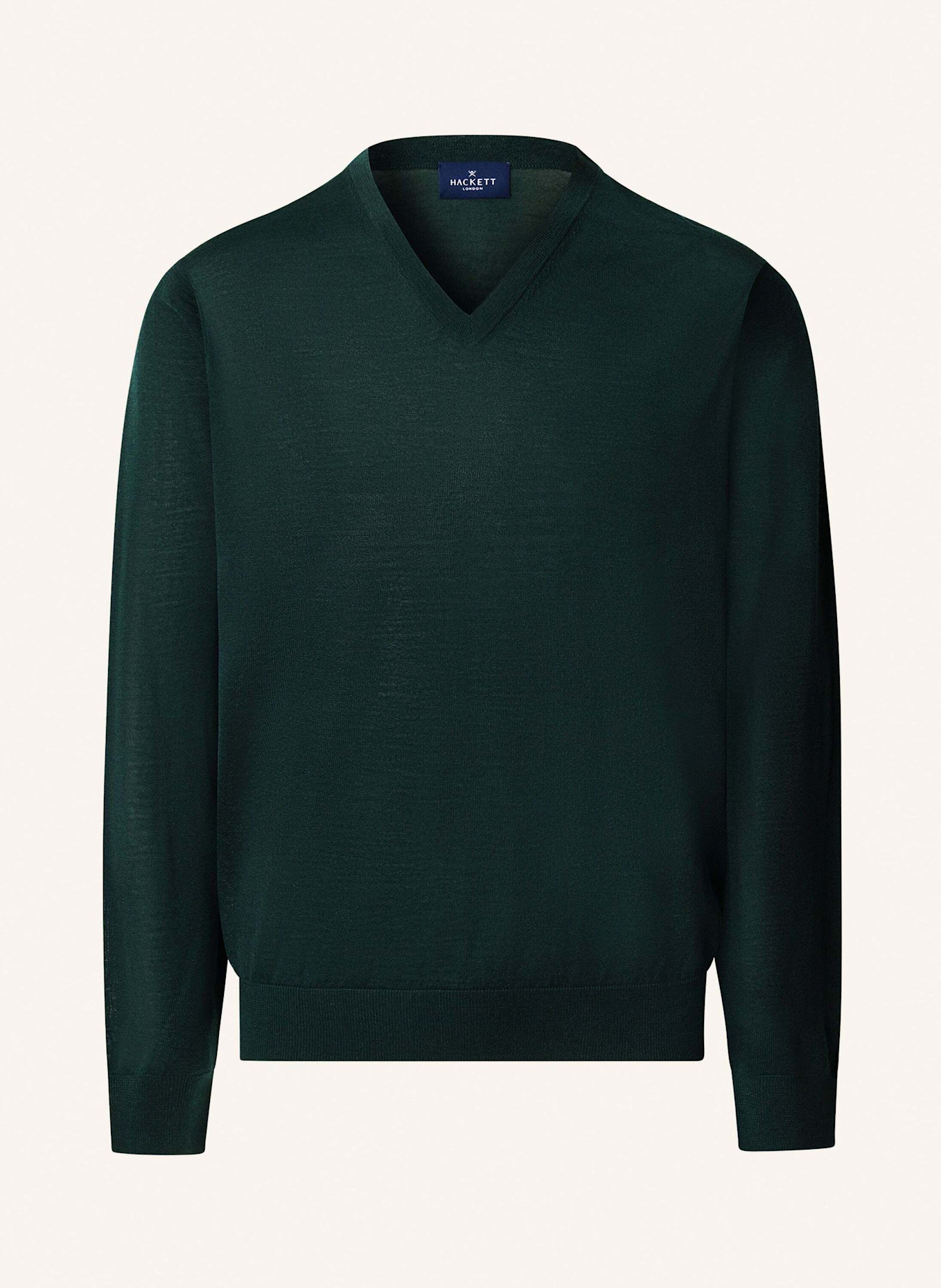 HACKETT LONDON Pullover MERINO SILK V NECK: DUNKELGRÜN
