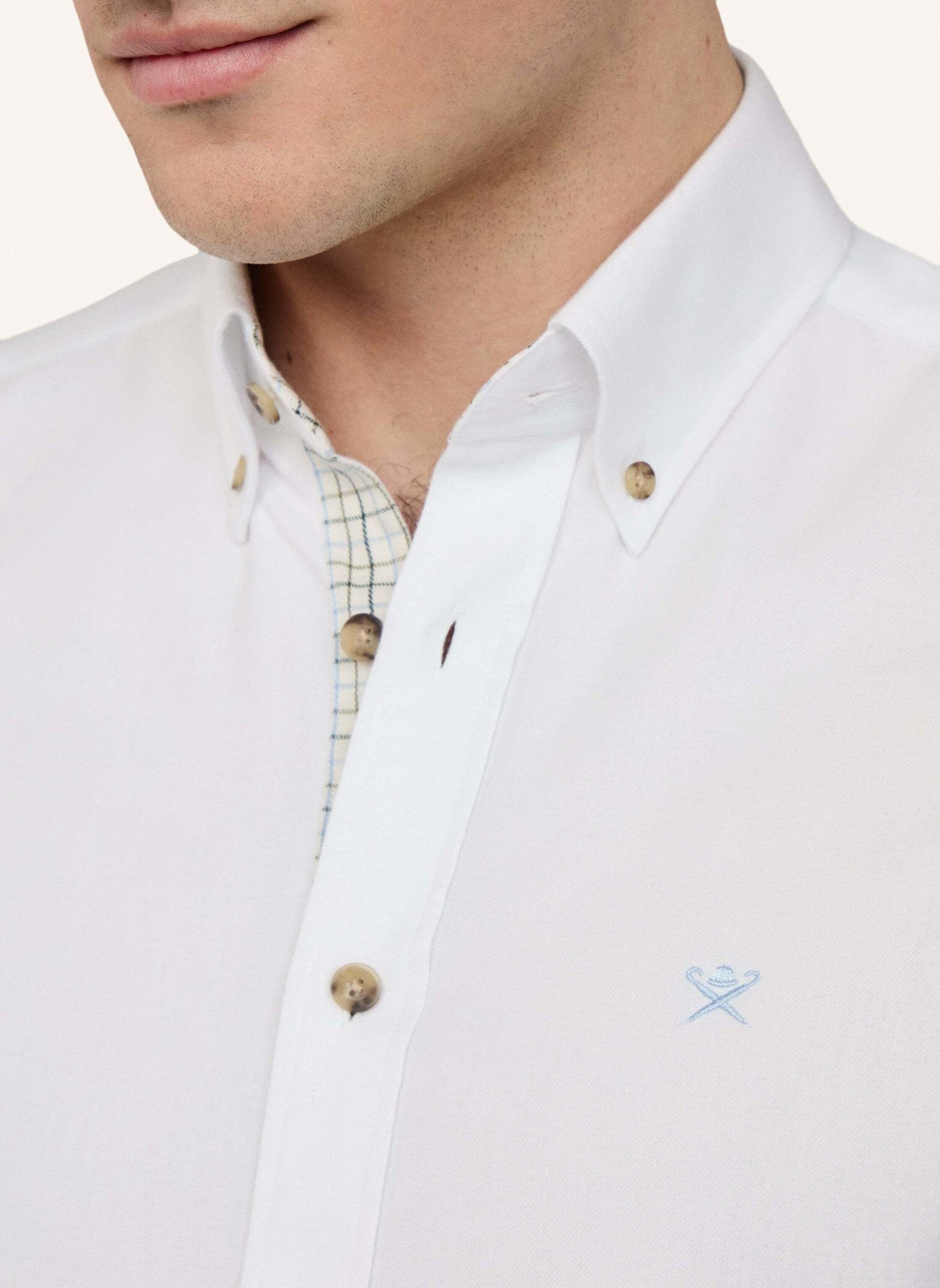 HACKETT LONDON Freizeithemd FLANNEL MULTI TRIM: WEISS