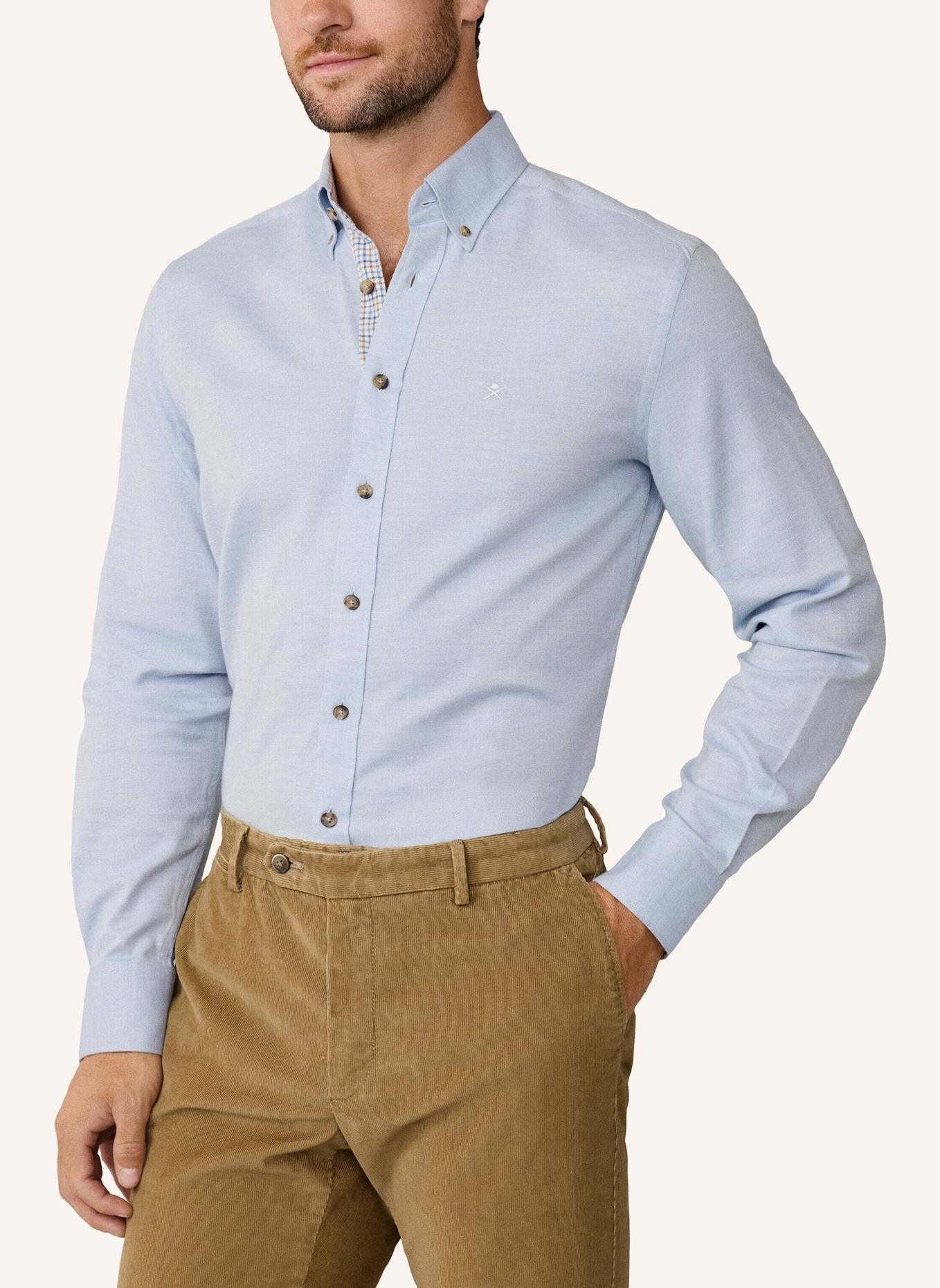 HACKETT LONDON Freizeithemd FLANNEL MULTI TRIM: HELLBLAU