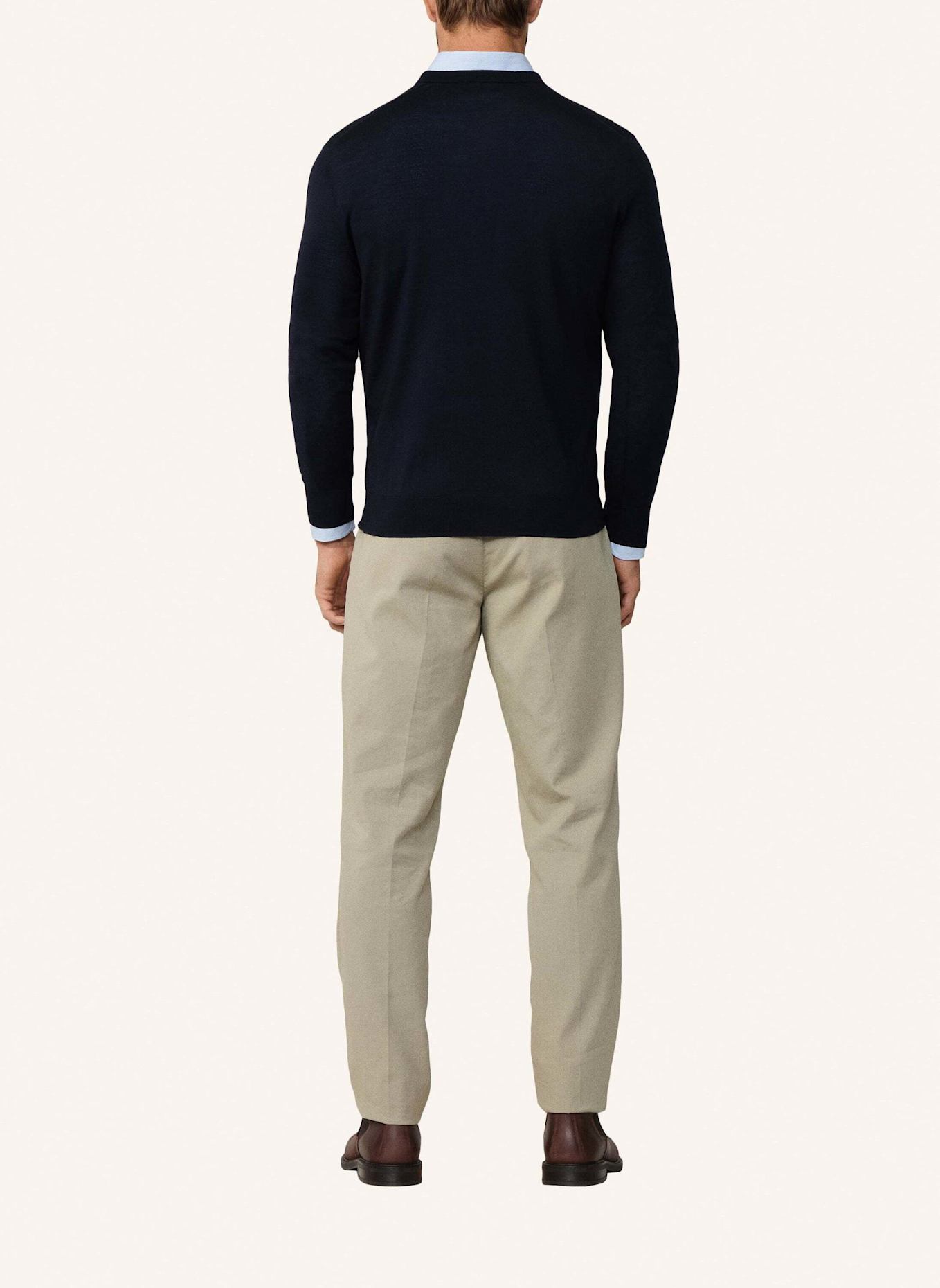 HACKETT LONDON Pullover MERINO SILK V NECK: BLAU