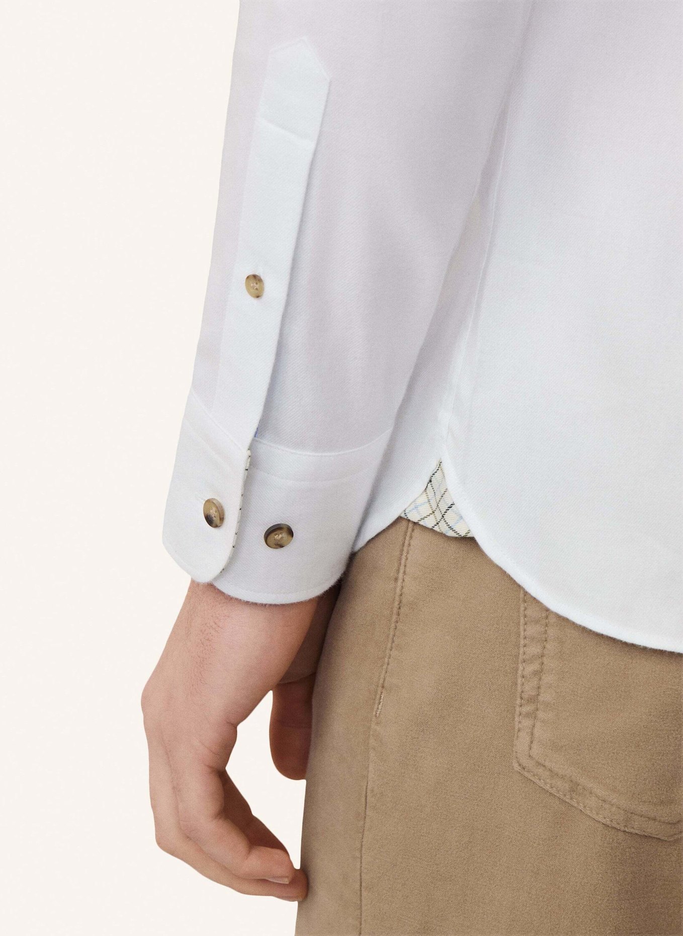 HACKETT LONDON Freizeithemd FLANNEL MULTI TRIM: WEISS