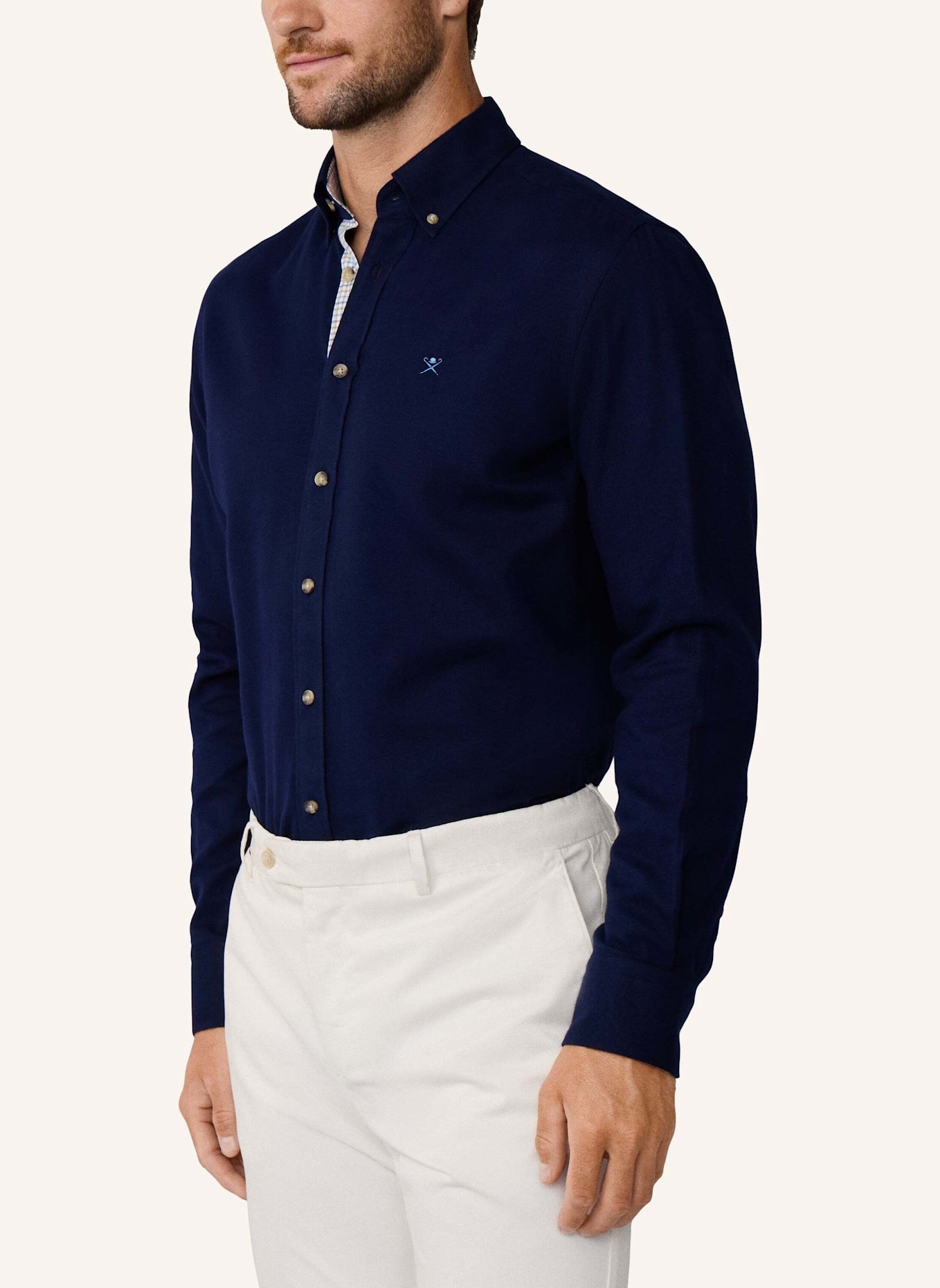 HACKETT LONDON Freizeithemd FLANNEL MULTI TRIM: DUNKELBLAU