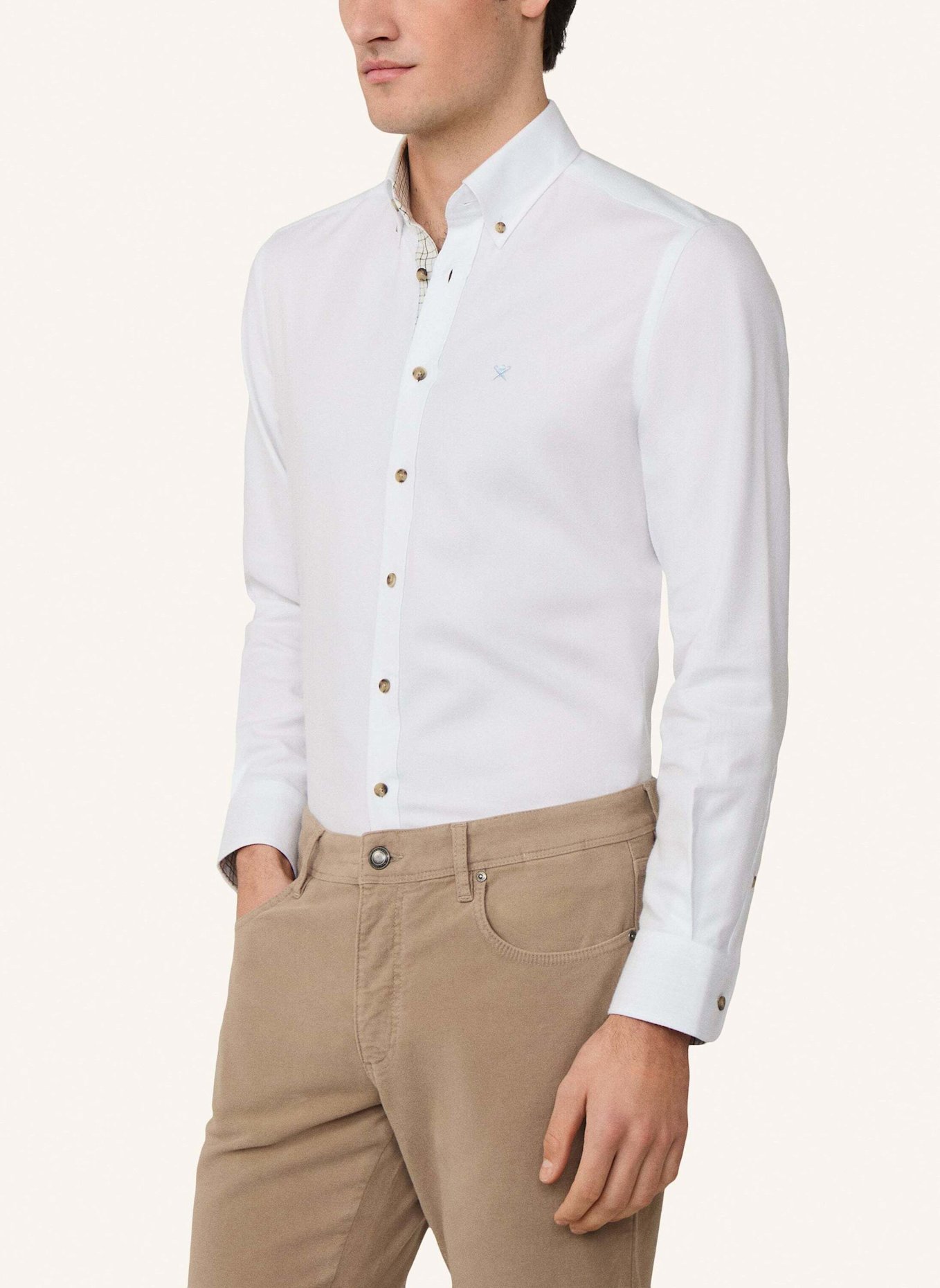 HACKETT LONDON Freizeithemd FLANNEL MULTI TRIM: WEISS