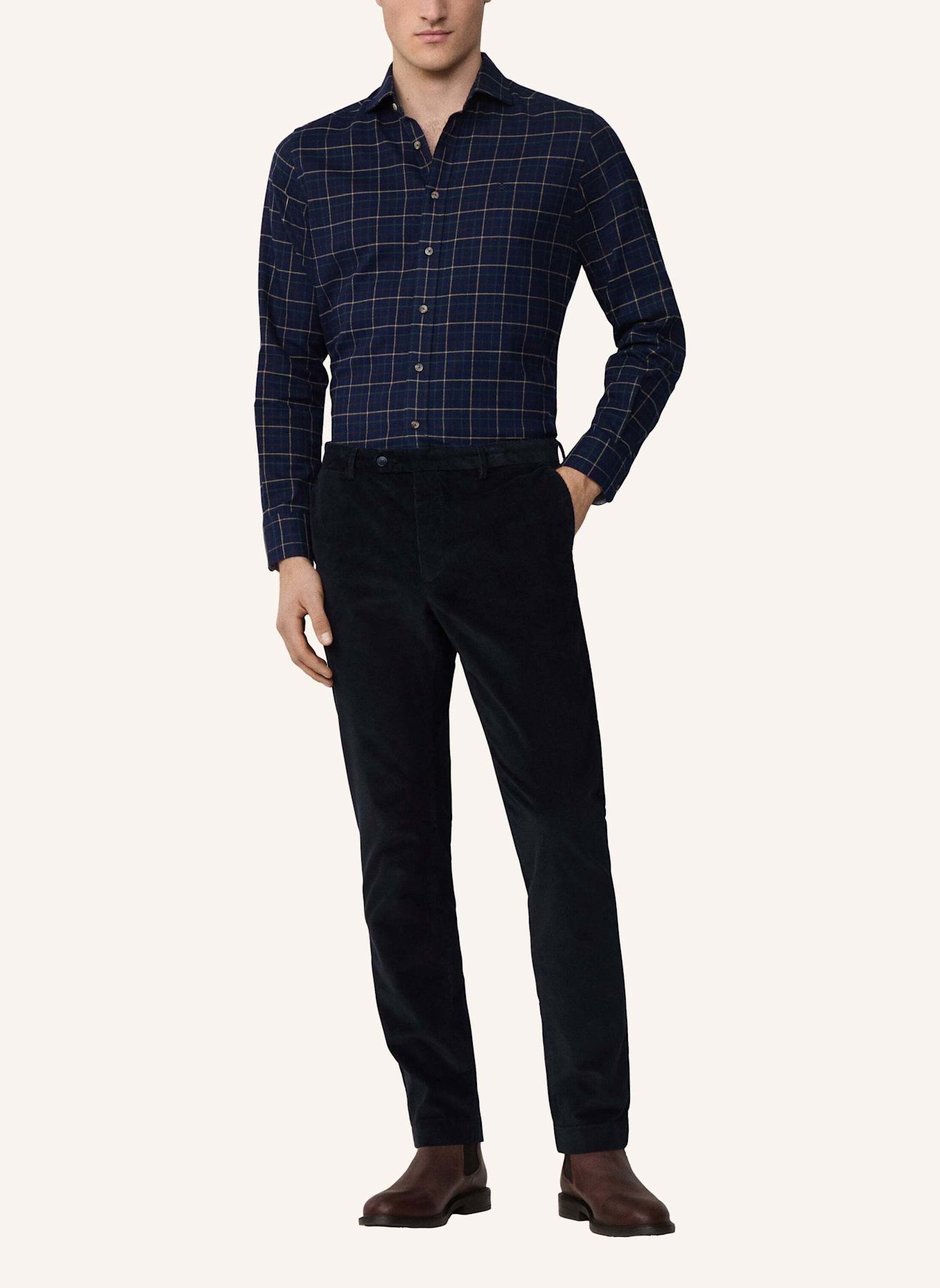 HACKETT LONDON Freizeithemd NAVY FLAN TATTERSALL: DUNKELBLAU