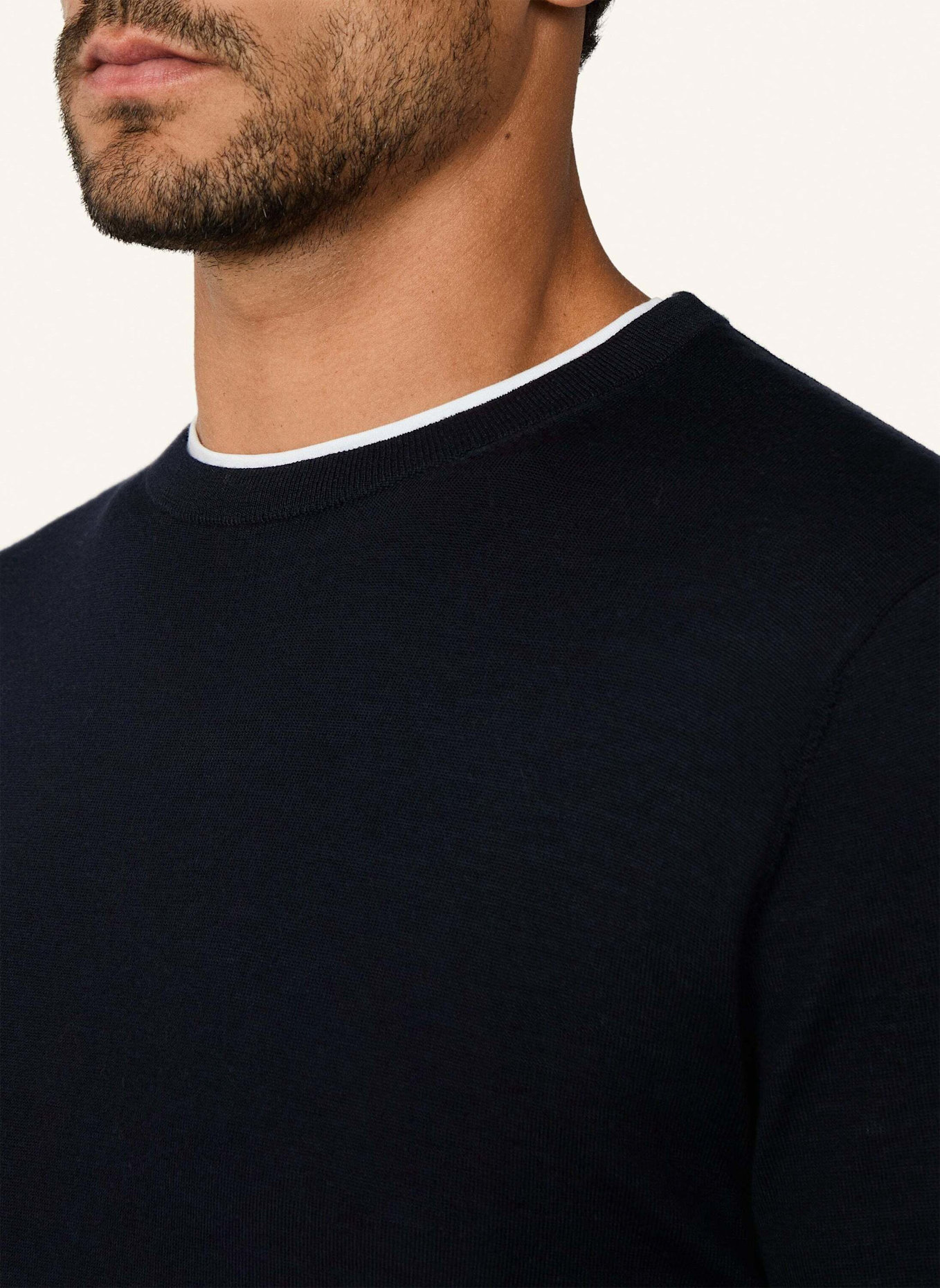 HACKETT LONDON Pullover MERINO SILK CREW: BLAU
