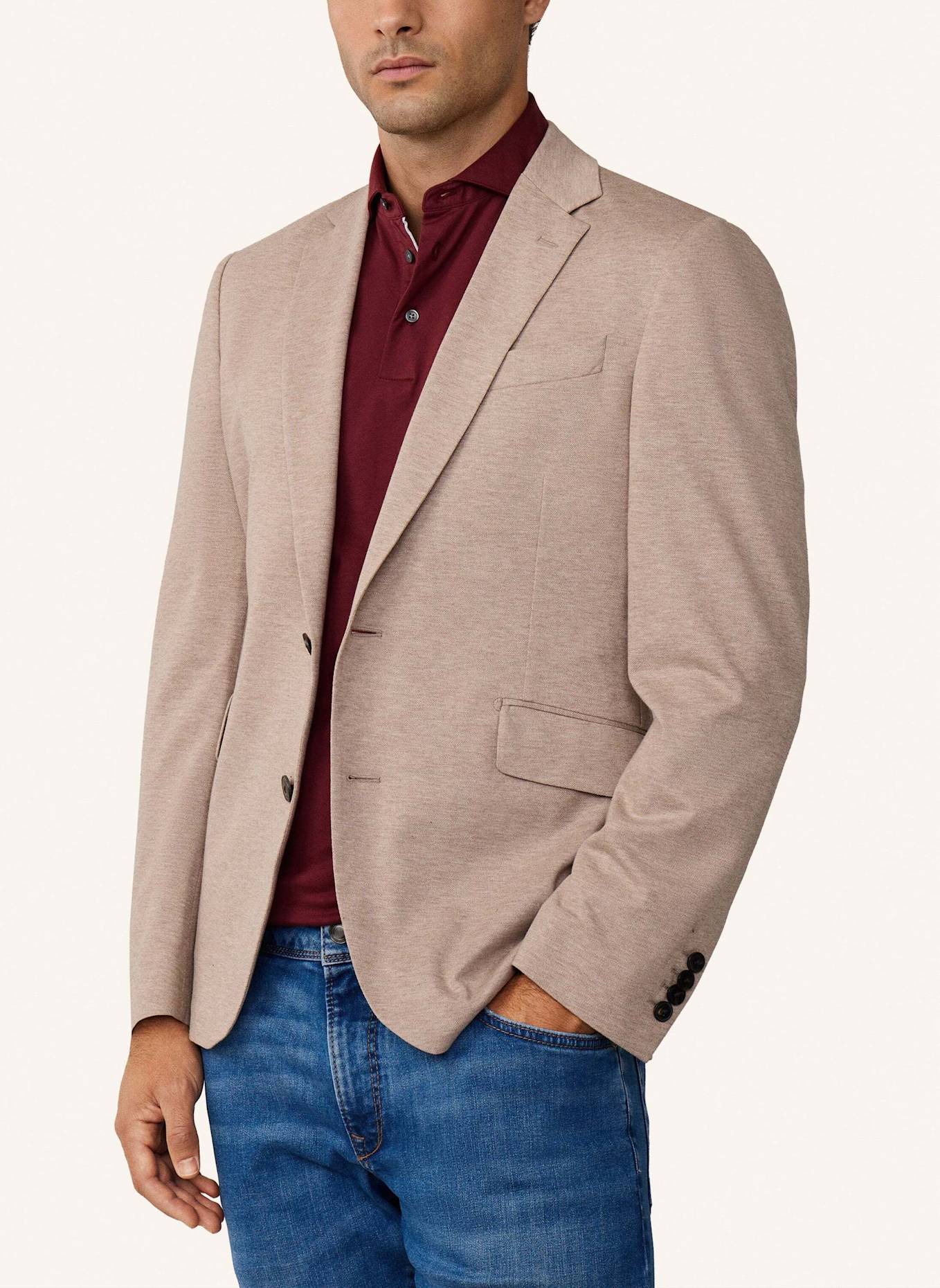 HACKETT LONDON Sakko MELANGE PIQUE: TAUPE/ HELLBRAUN