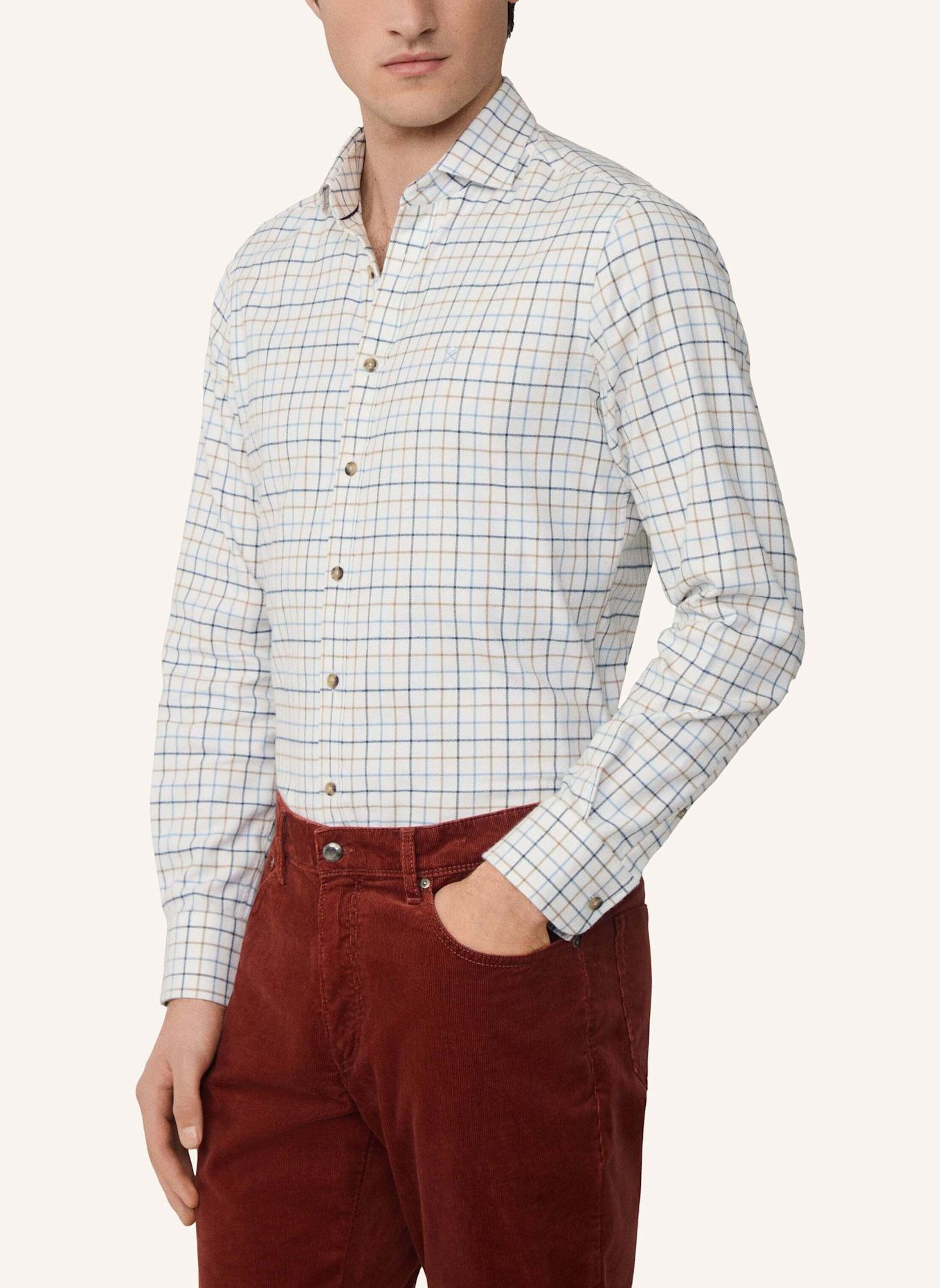 HACKETT LONDON Freizeithemd LGE FLANNEL TATTERSALL: BLAU