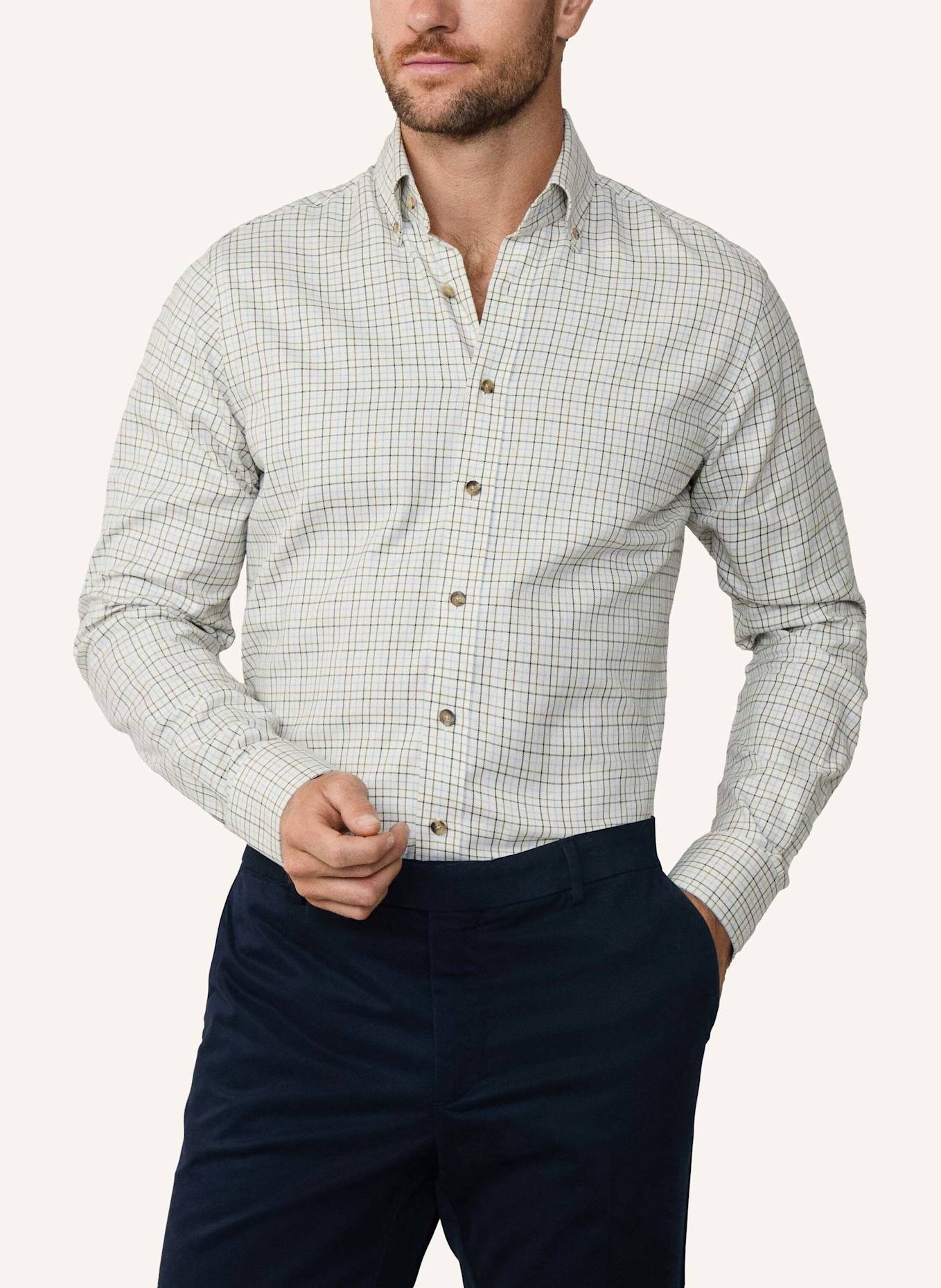 HACKETT LONDON Freizeithemd FLANNEL TATTERSALL: GRÜN