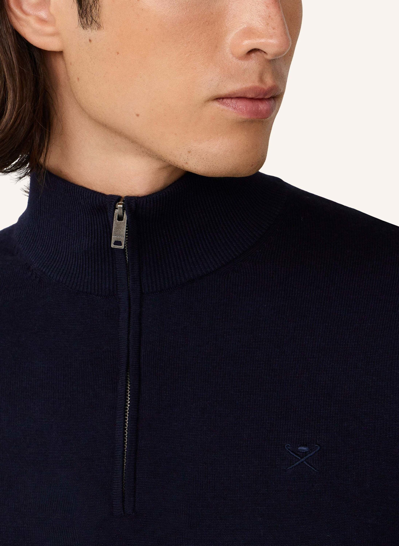 HACKETT LONDON Pullover COTTON SILK HZIP: BLAU