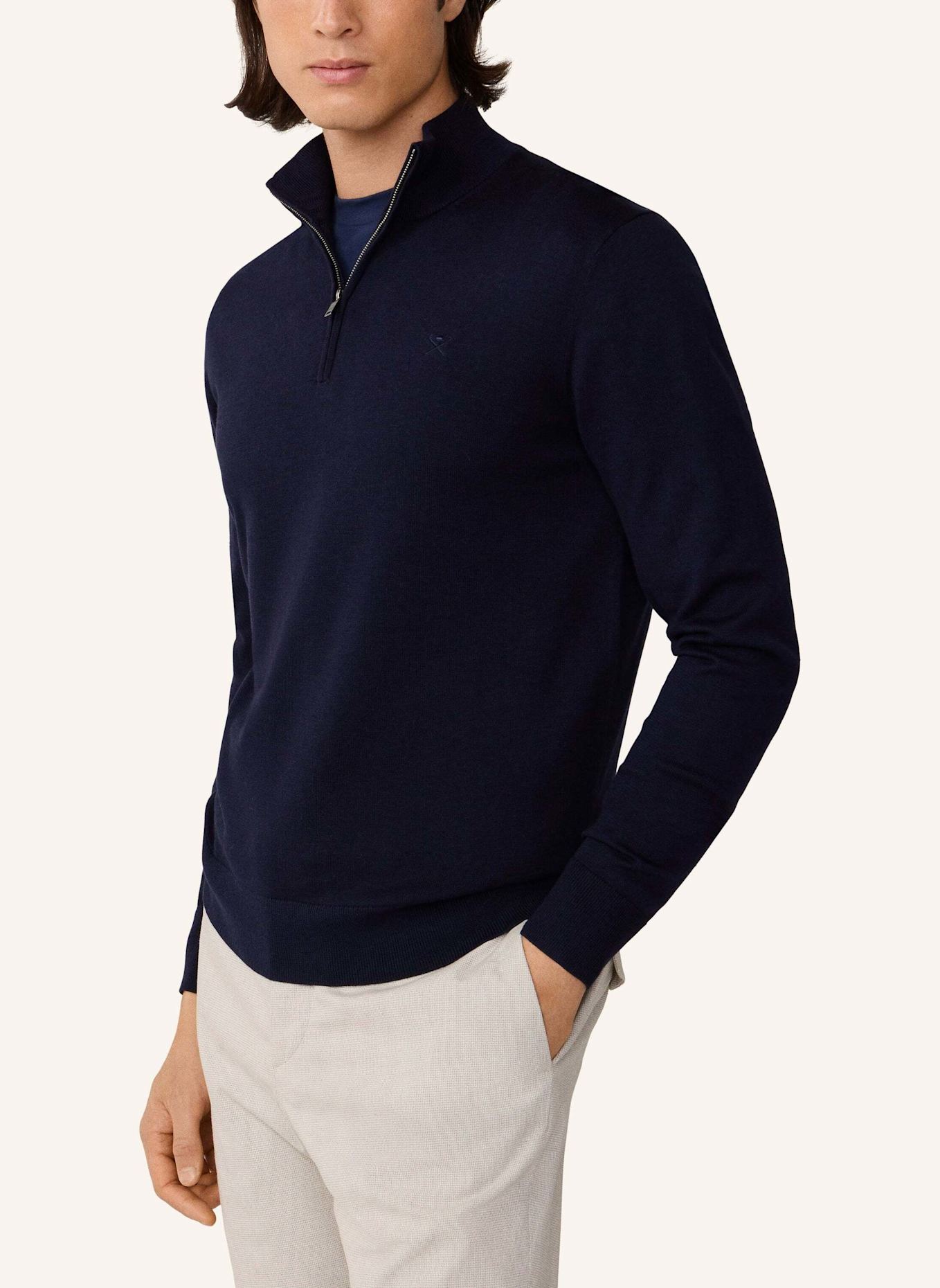 HACKETT LONDON Pullover COTTON SILK HZIP: BLAU