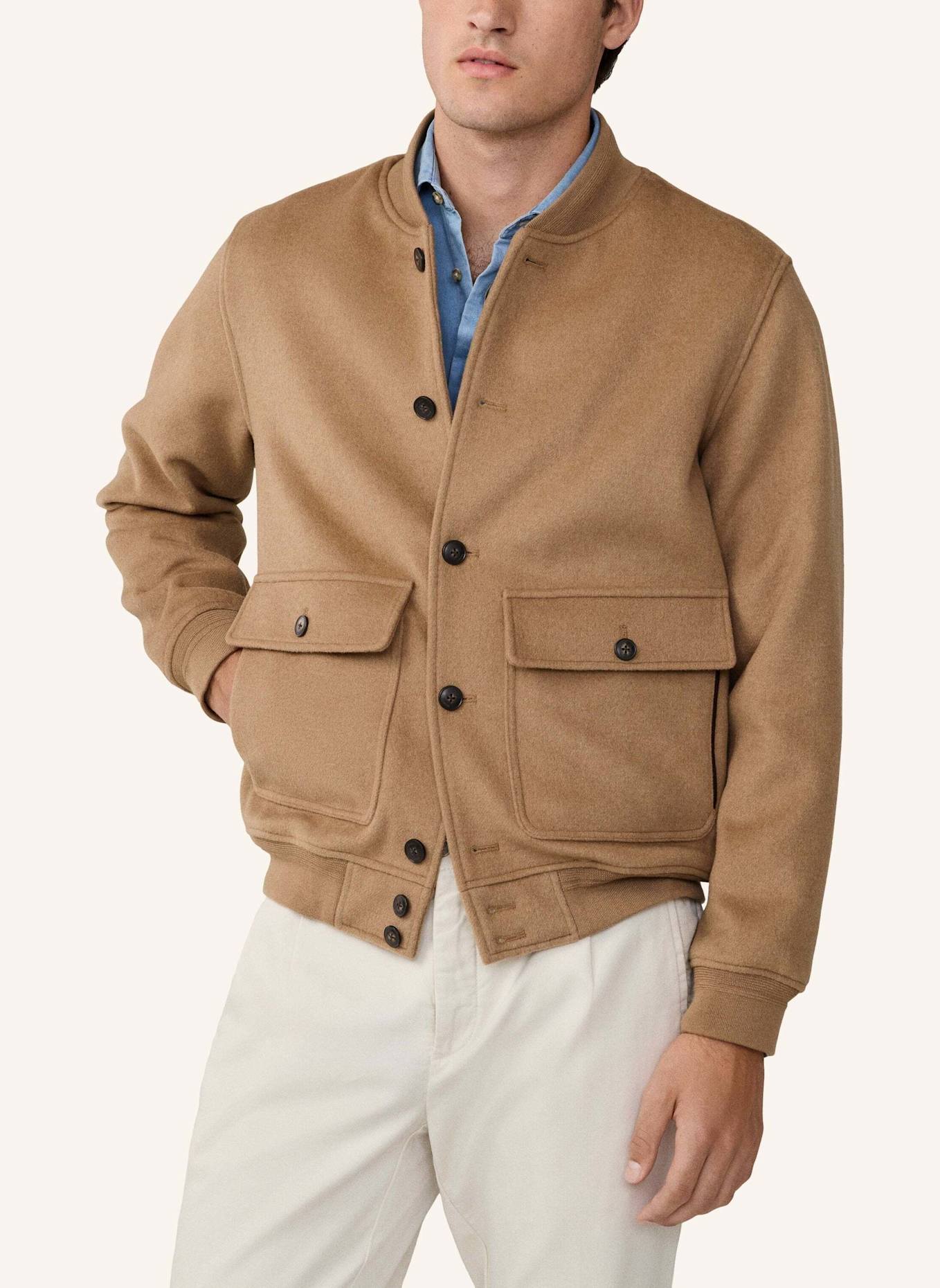 HACKETT LONDON Regenjacke WOOL BOMBER: CAMEL